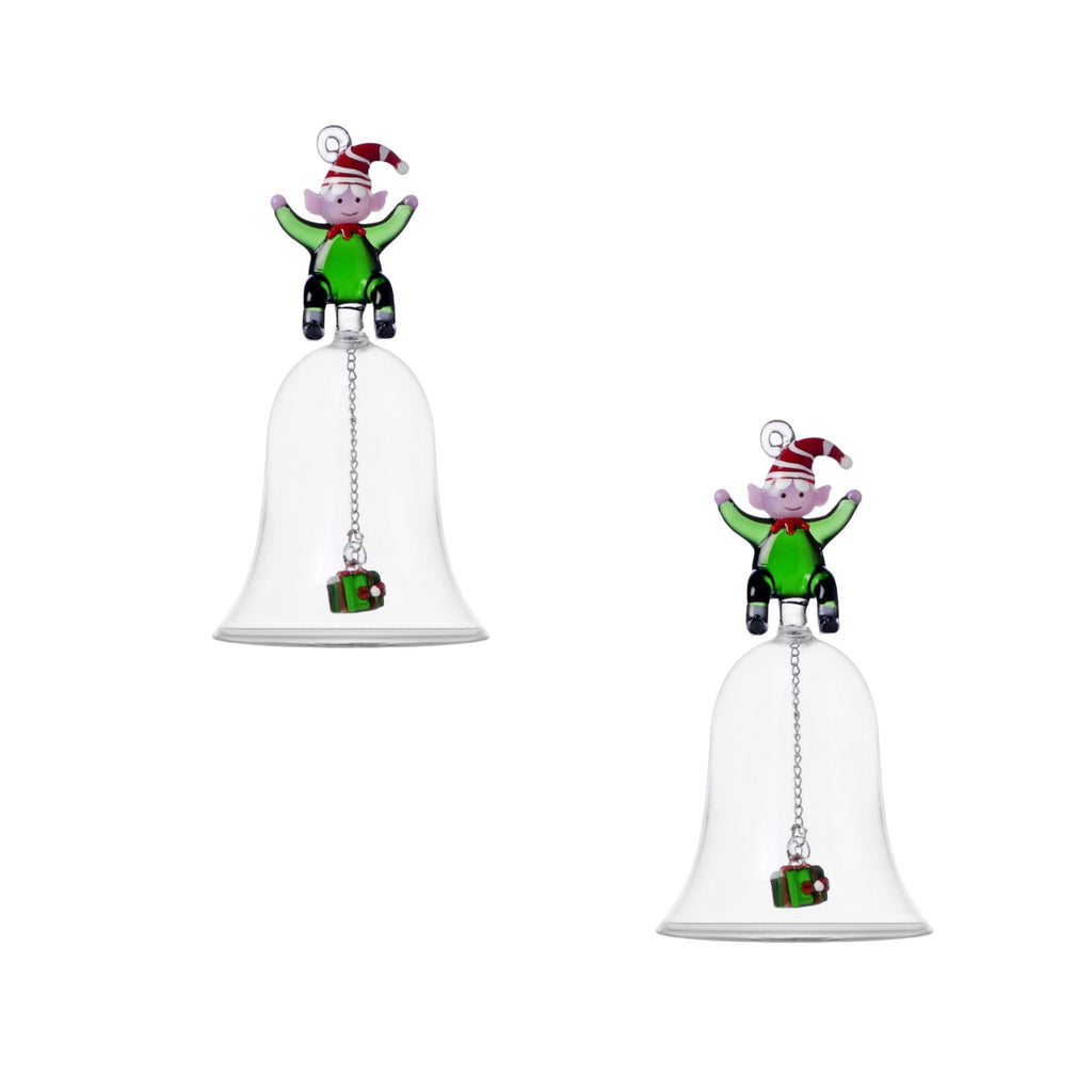 Set 2 Campane Elfo Verde Con Regalo Ichendorf