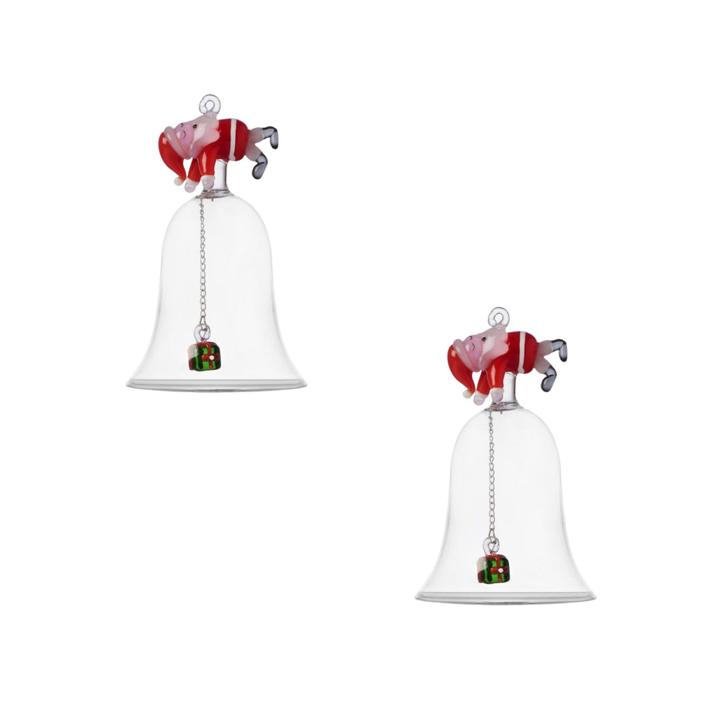 Set 2 Campane Babbo Natale Che Dorme Con Regalo Verde Ichendorf