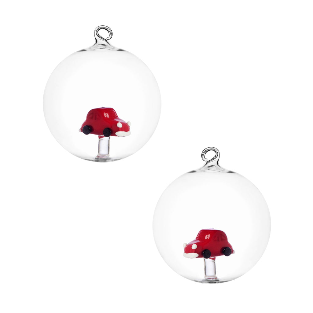 Set 2 Palle Natale Macchina Rossa Ichendorf
