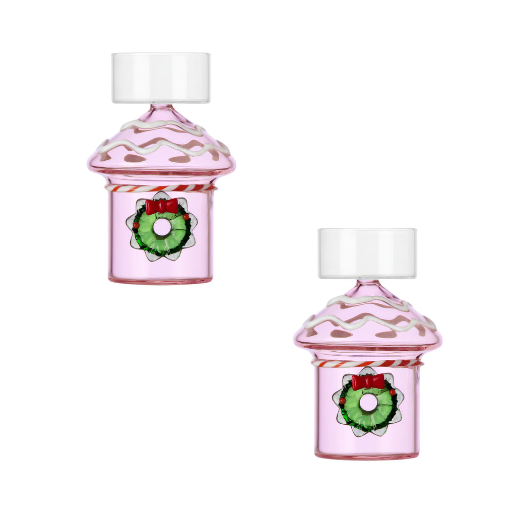 Set 2 Tealight Rosa Con Ghirlanda Ichendorf