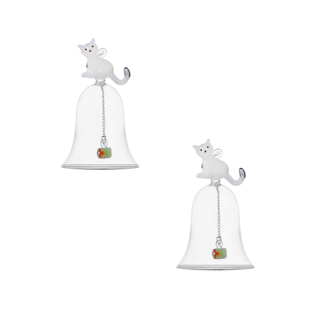Set 2 Campane Gatto Bianco Regalo Verde Ichendorf