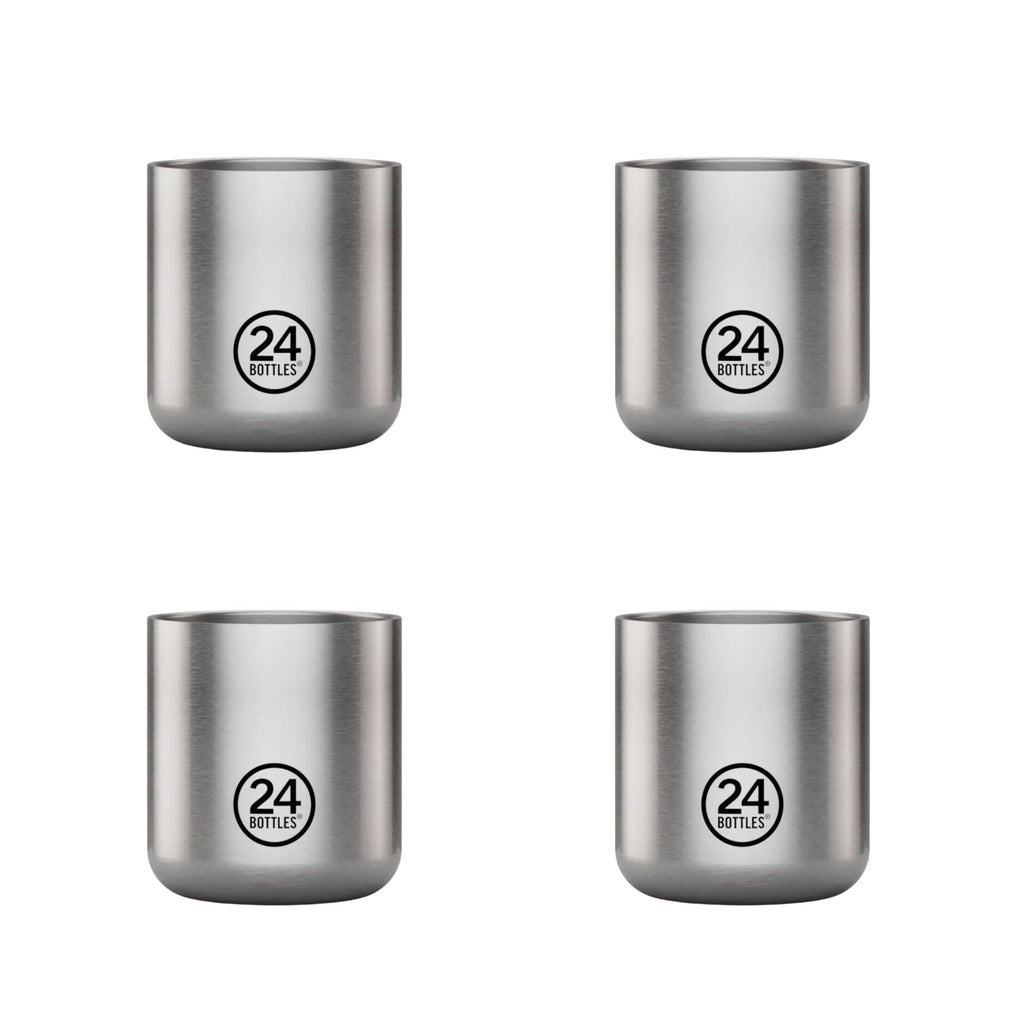 Casa Set 4 Cups Brushed Steel 24bottles