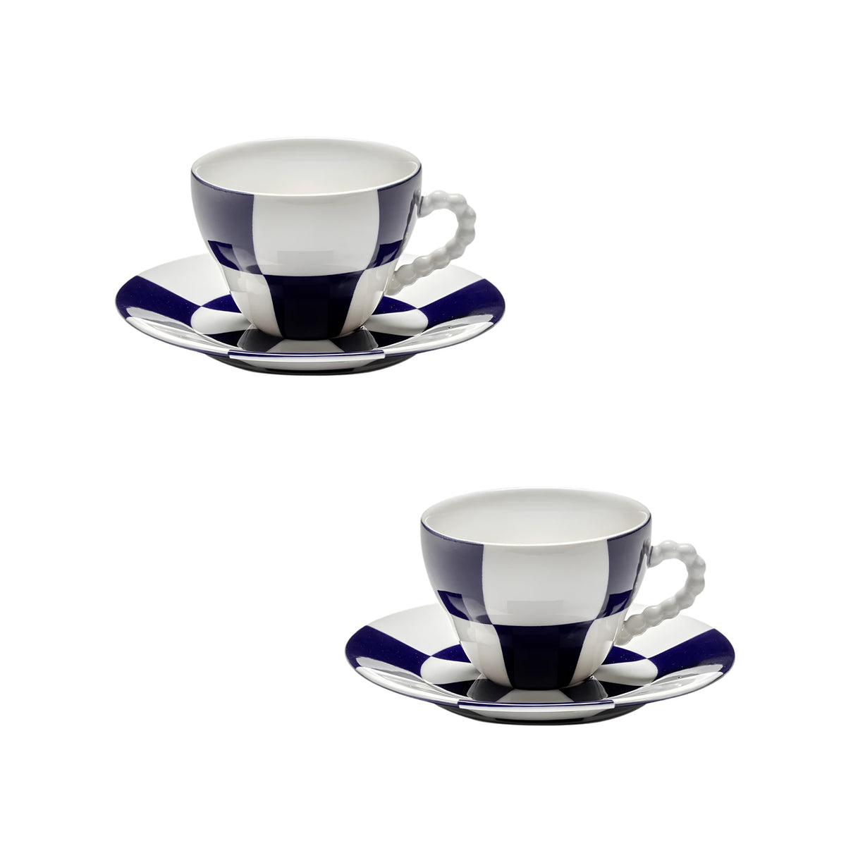 Set 2 Tazze con piattino Blu Bianco Fête Des Bêtes Serax