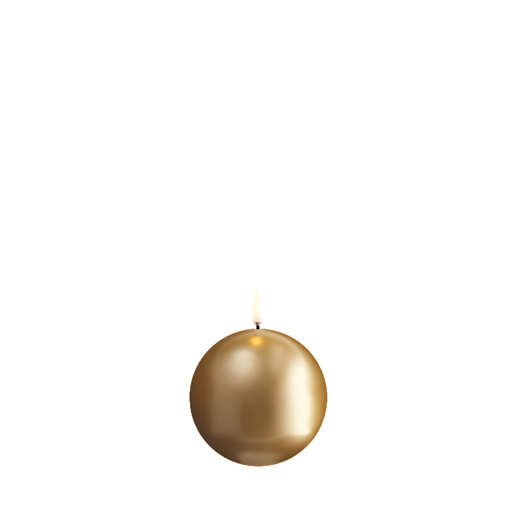 LED round candle, Gold finish, 10x10 cm Uyuni Lighting