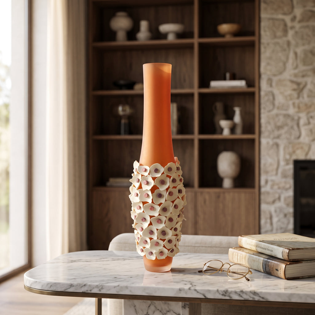 Vaso Alto Arancio Con Petali In Silicone Edg
