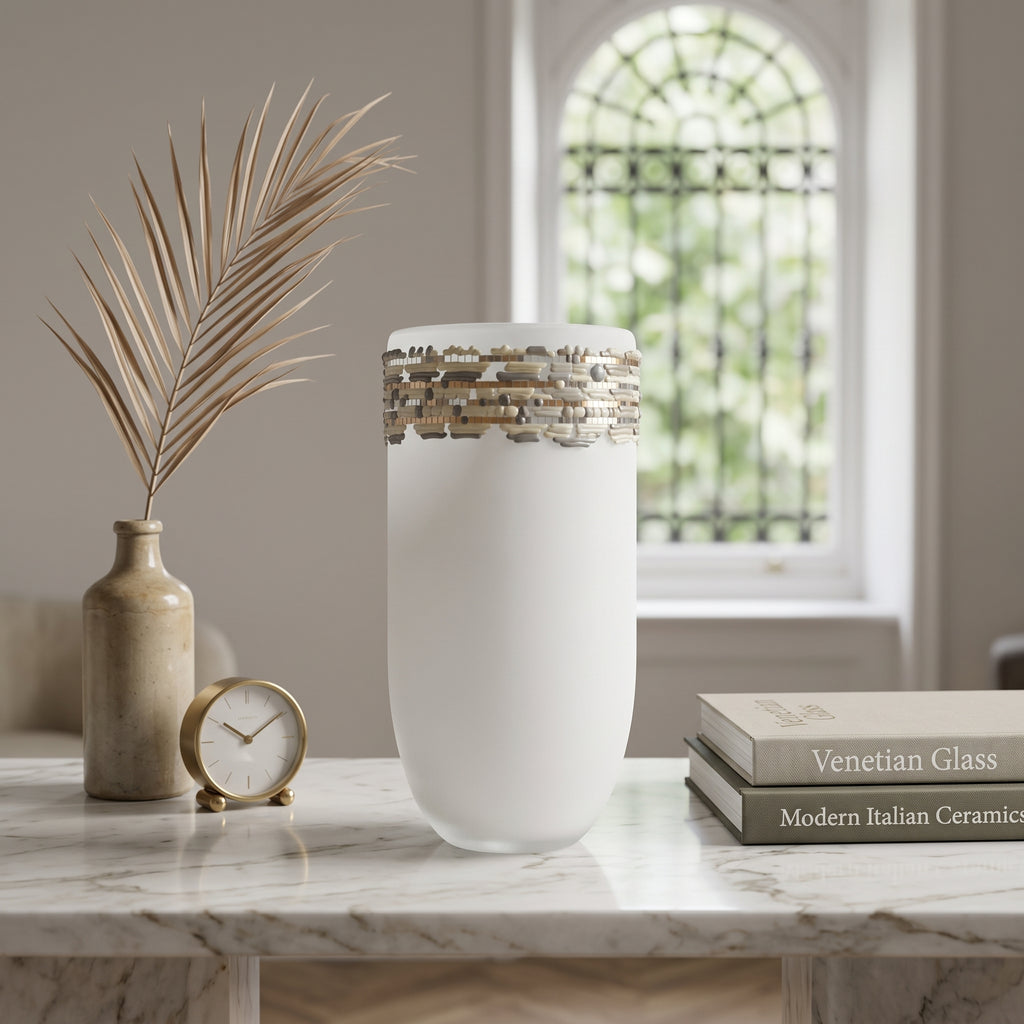 Vaso Largo Bianco Decoro In Silicone Edg