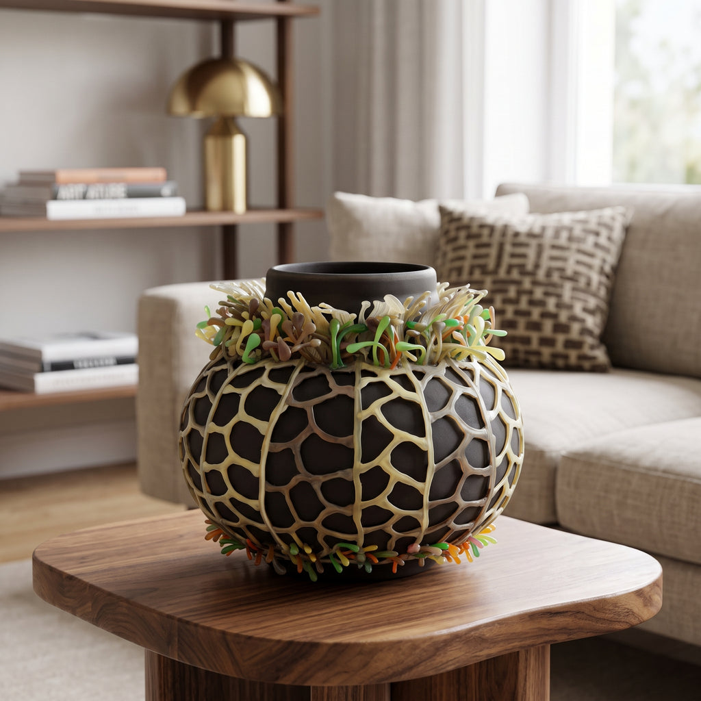 Vaso Basso Marrone Con Petali In Silicone Edg