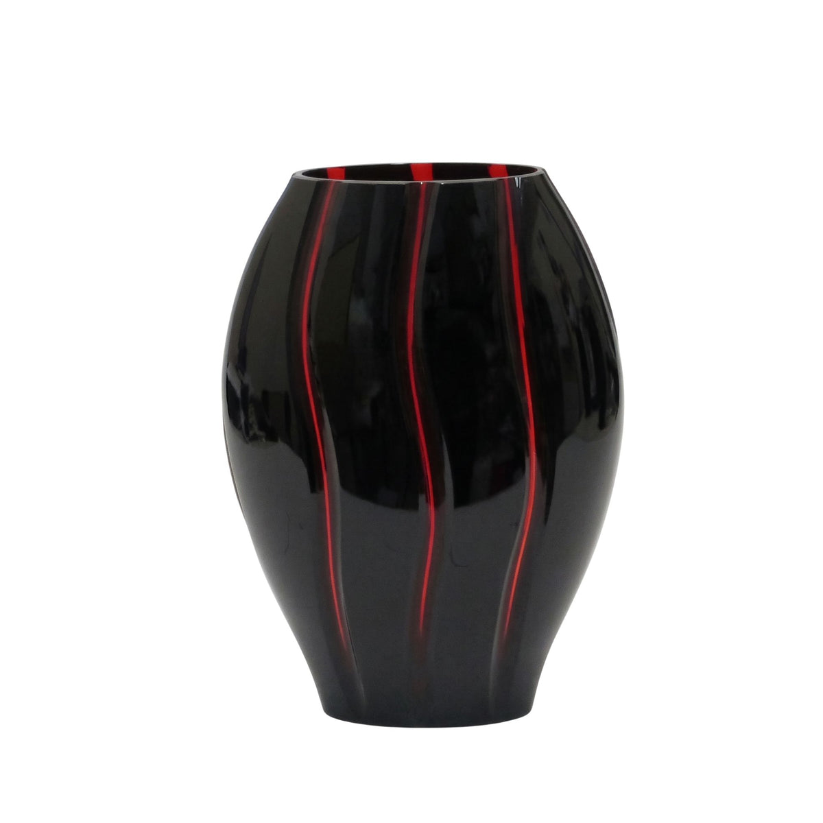 Vaso In Cristallo Nero Onde Rosse Rogaska