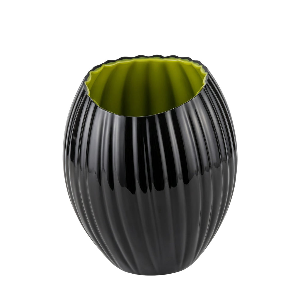 Vaso Nero E Verde In Cristallo Rogaska