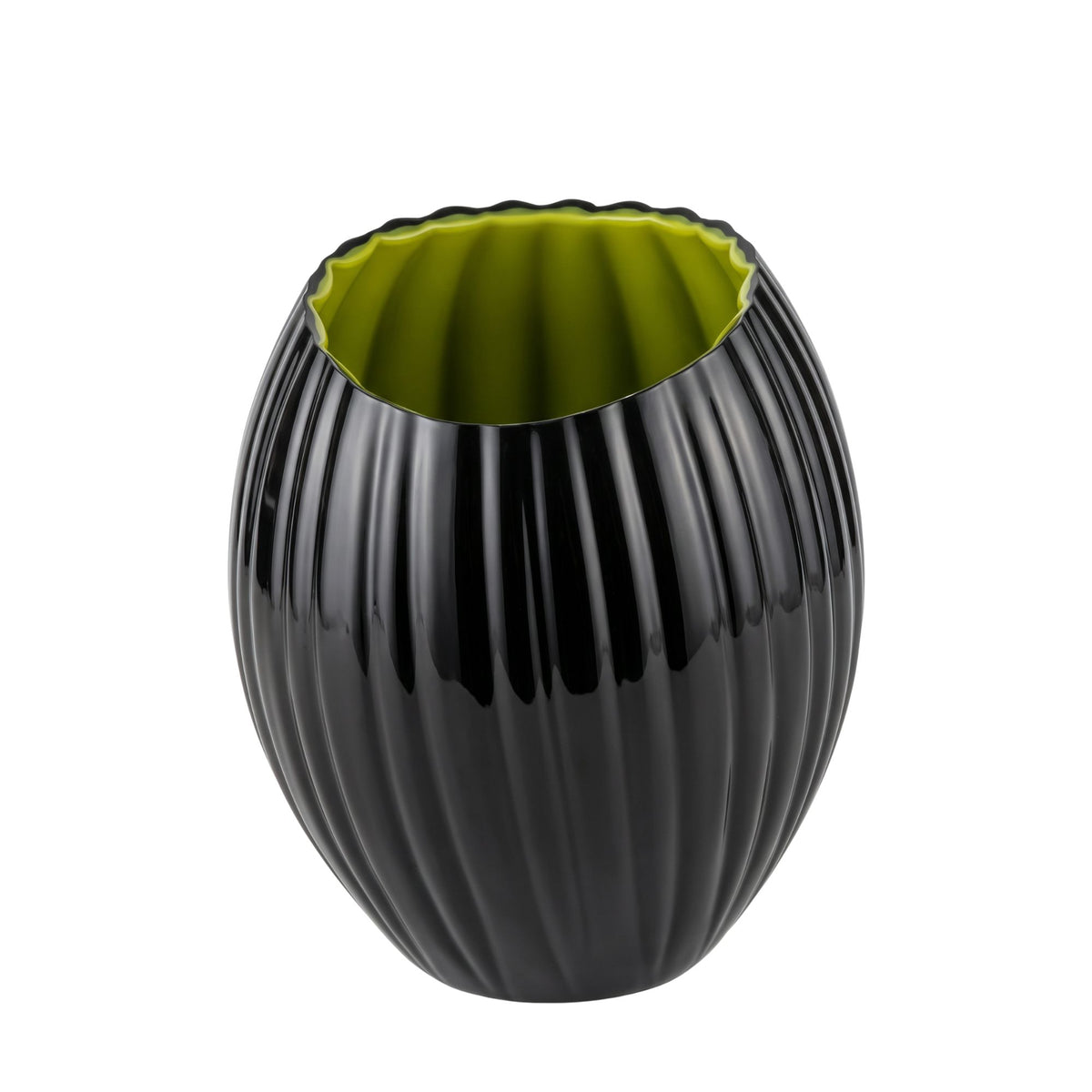 Vaso Nero E Verde In Cristallo Rogaska