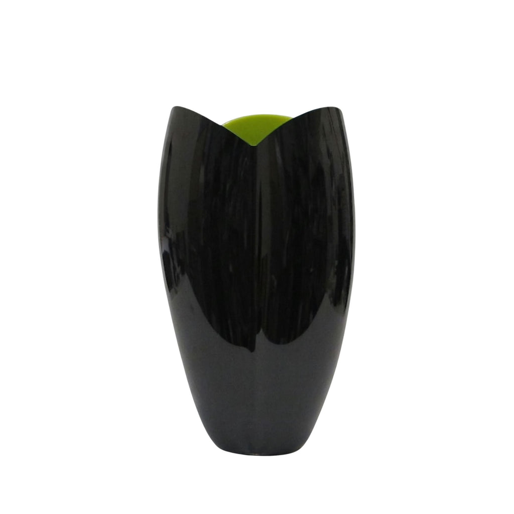 Vaso Tulipano In Cristallo Nero E Verde Rogaska