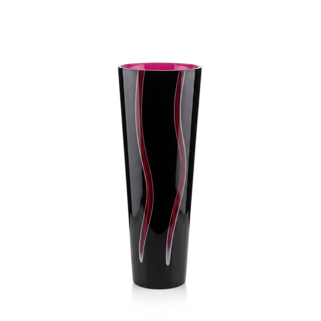 Vaso Cilindrico Nero E Rosso Rogaska