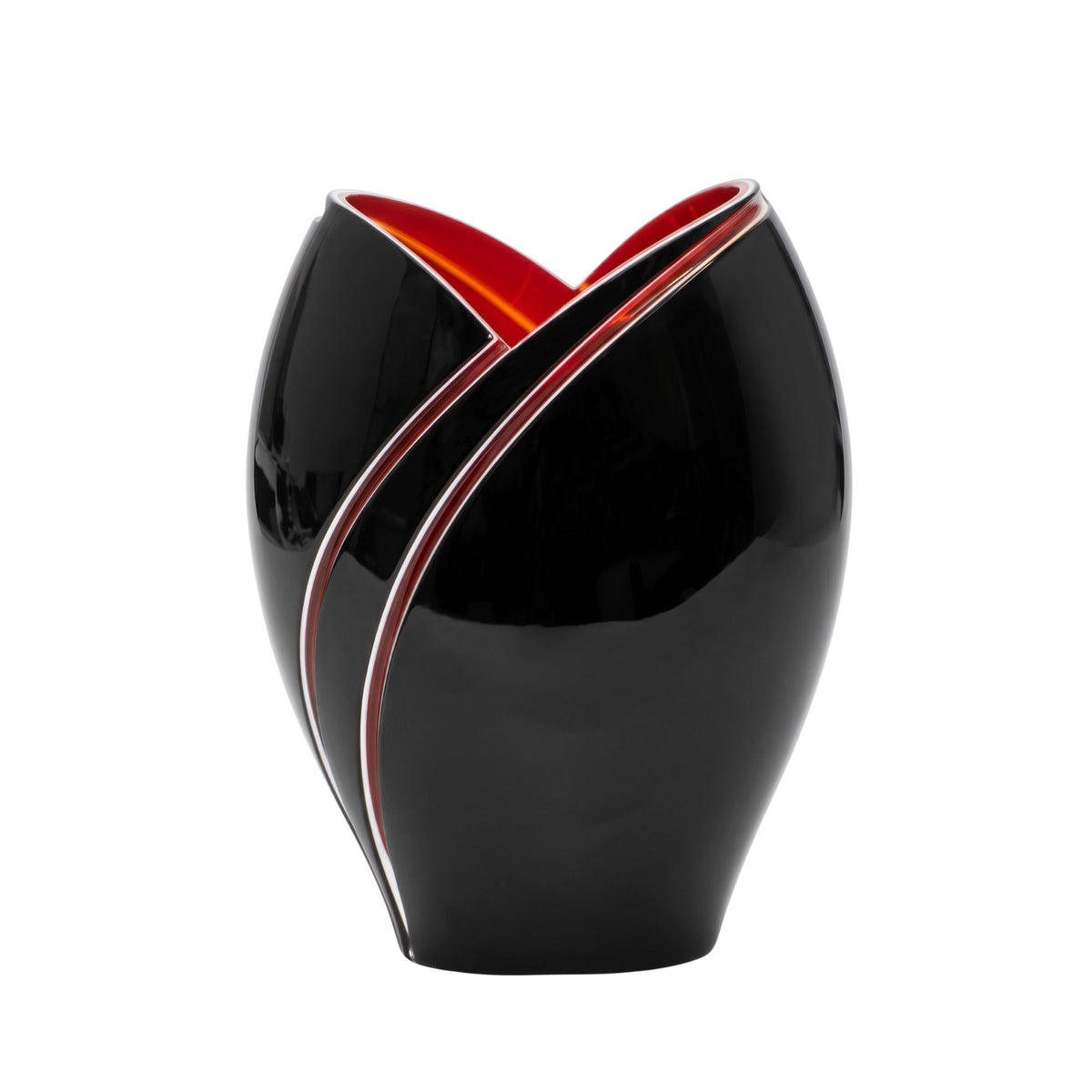 Vaso Tulipano Nero E Rosso Rogaska
