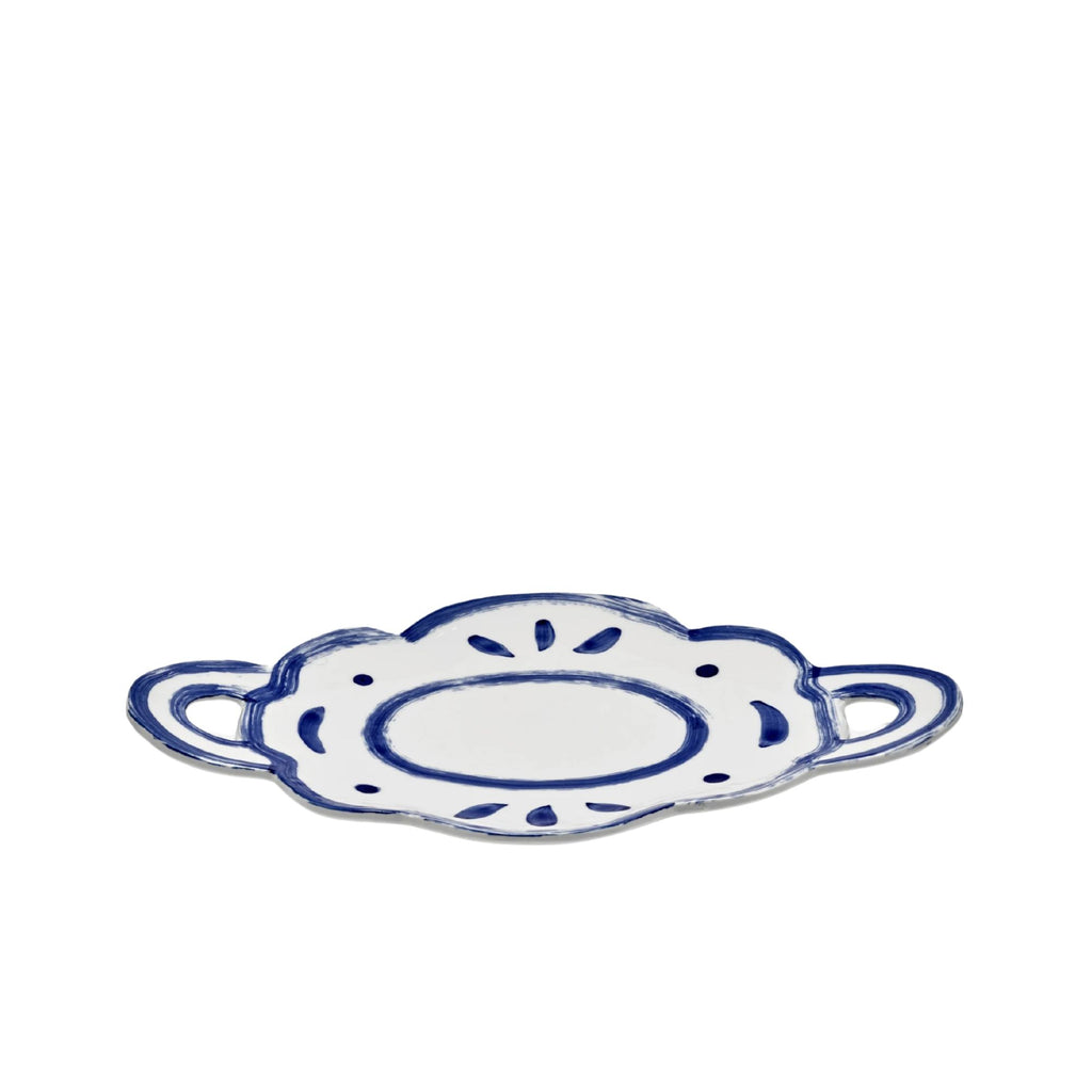 Serving Plate Oval 03 White Blue Line-up Serax
