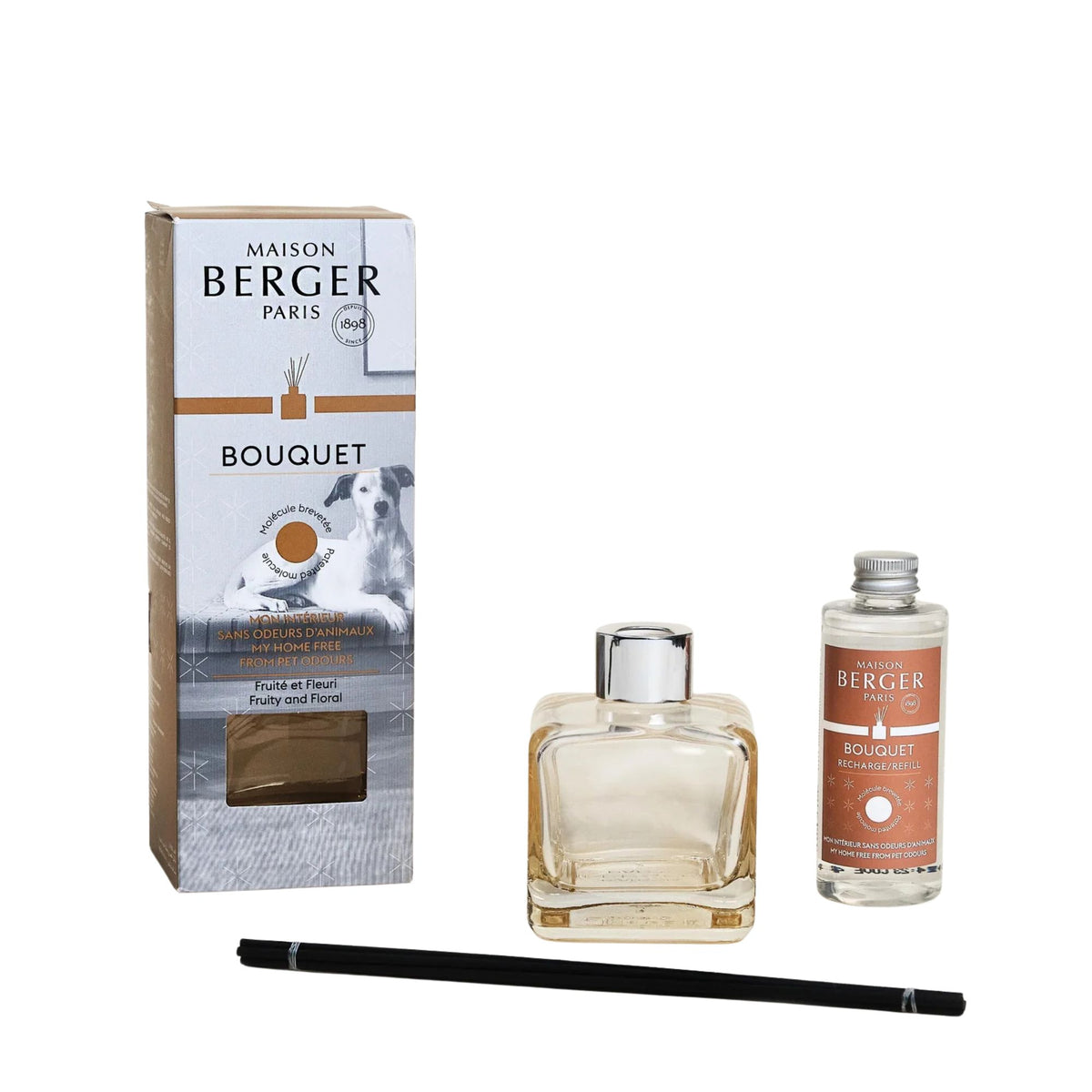 Bouquet Cube Anti-odori con bastoncini 100ml - ANIMALI Maison Berger