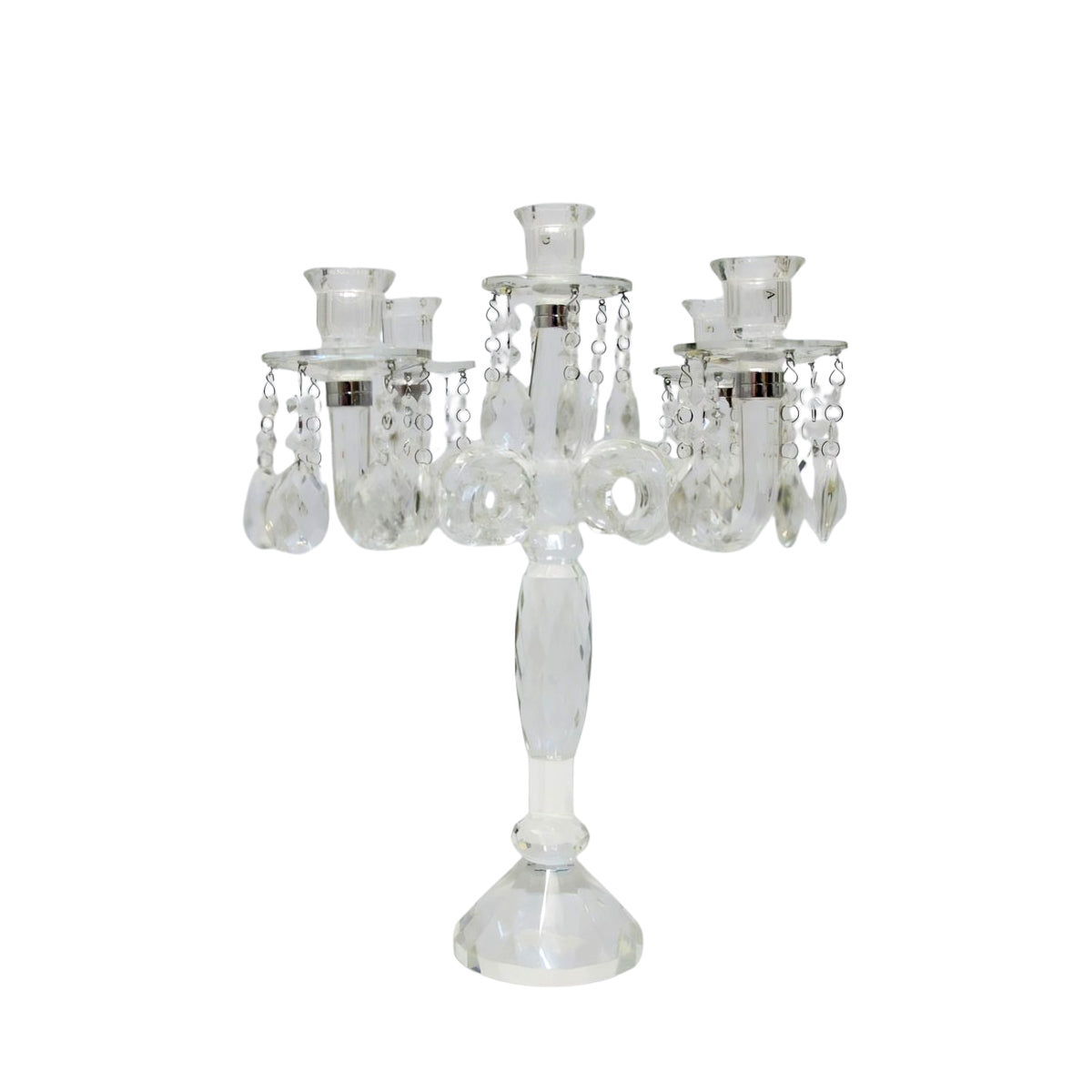 Candeliere Crystal 5 Fiamme Con Pendenti H47 Edg
