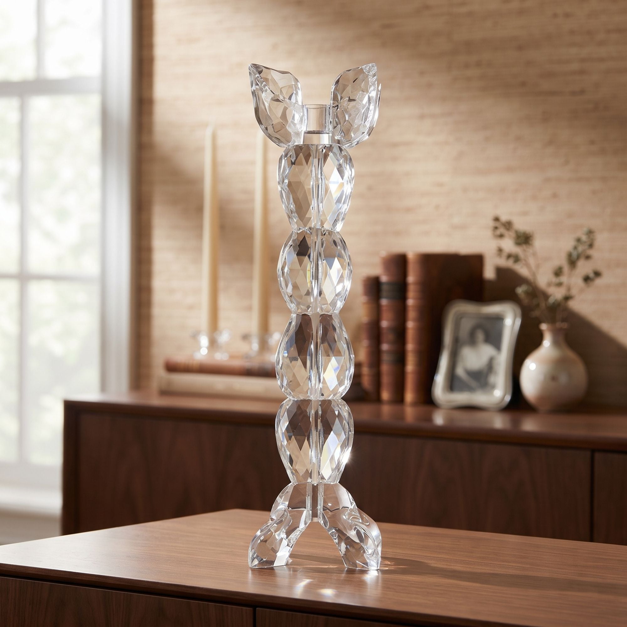Portacandele Cristallo 4 Foglie 35 cm Edg