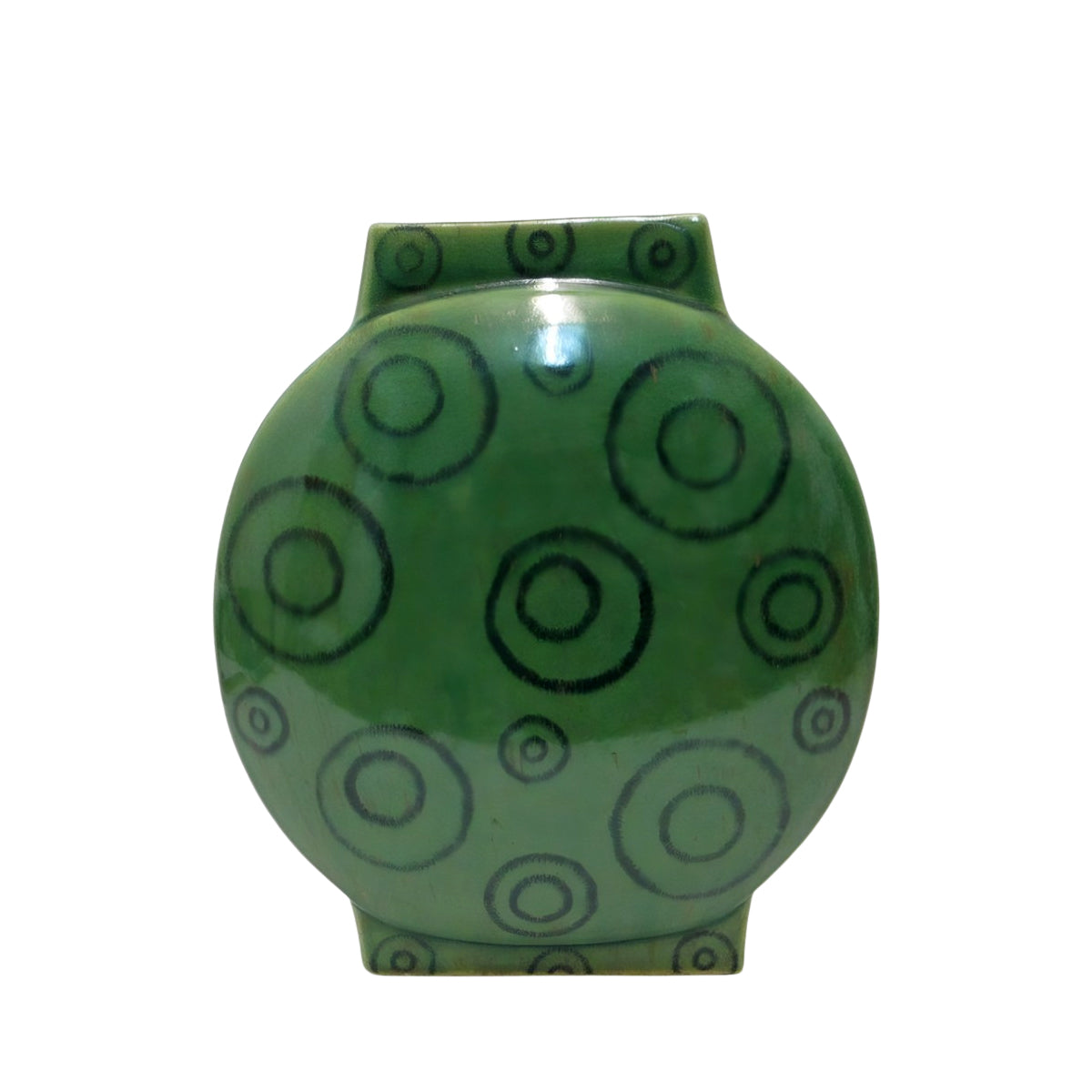 Vaso Tondo Piccolo Verde Con Cerchi Edg