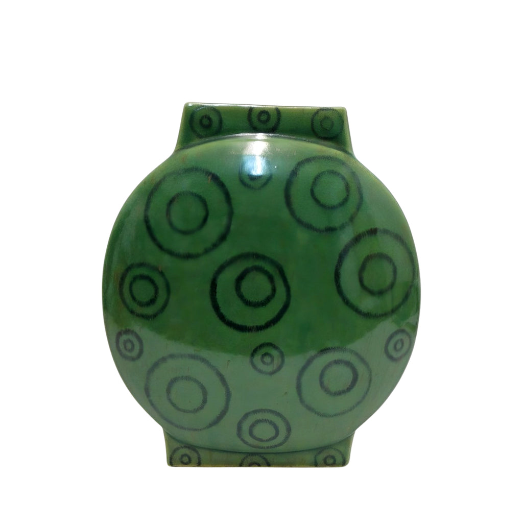 Vaso Tondo Piccolo Verde Con Cerchi Edg
