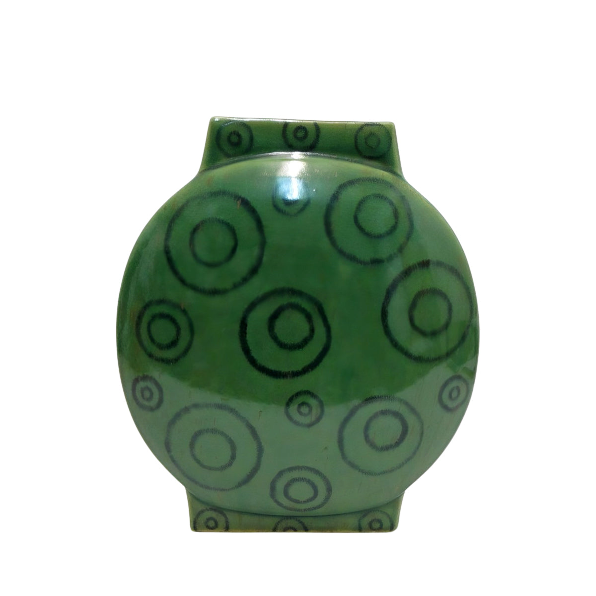 Vaso Tondo Piccolo Verde Con Cerchi Edg