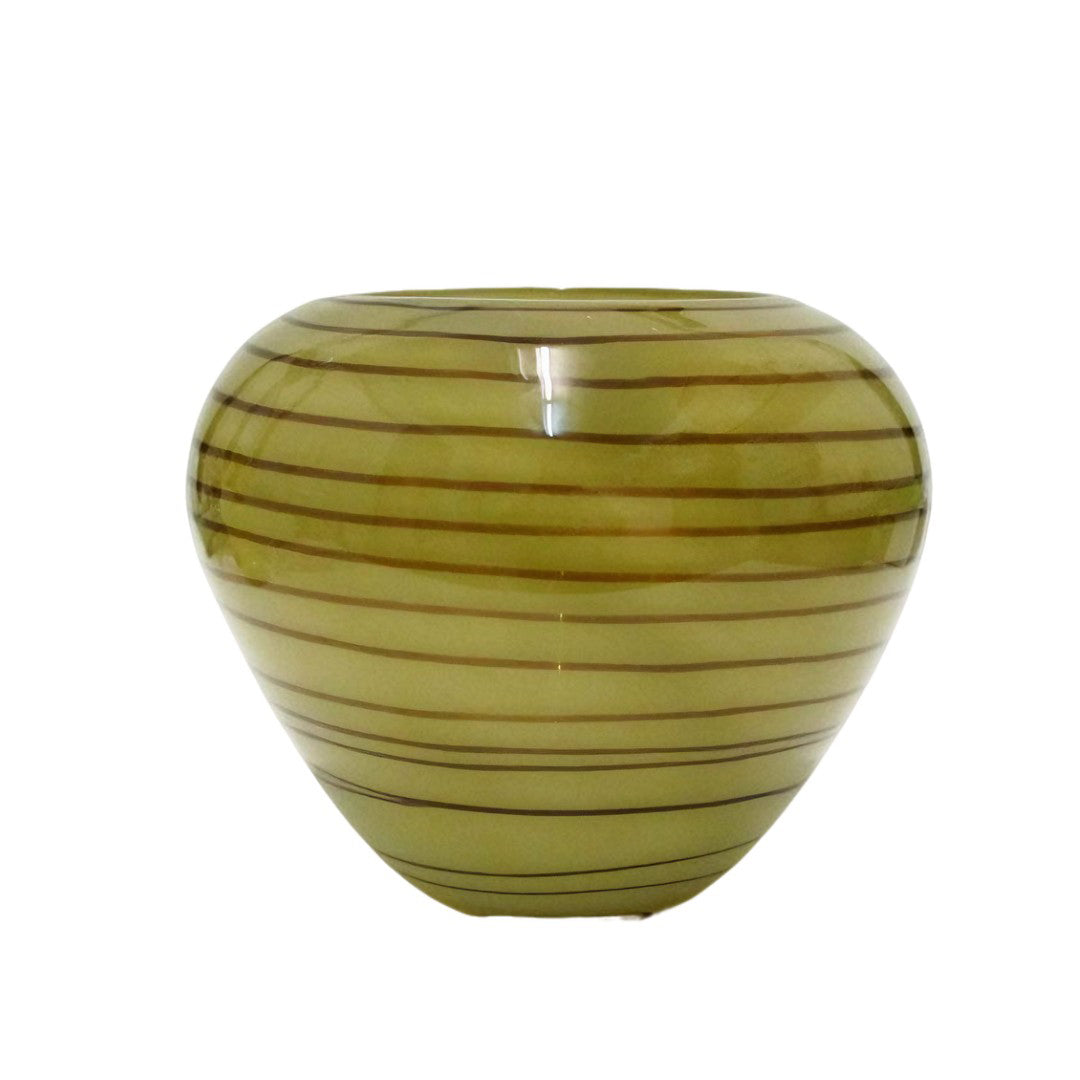 Vaso Bombato Verde Righe Marroni Edg