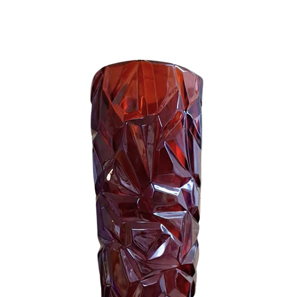 Vaso Rosso Resina Sfaccettato H 100 Edg