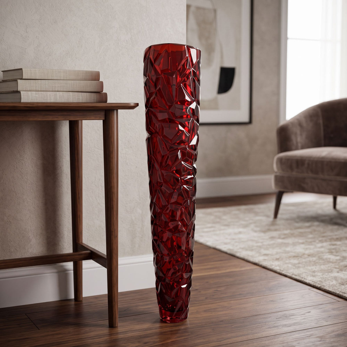 Vaso Rosso Sfaccettato Edg
