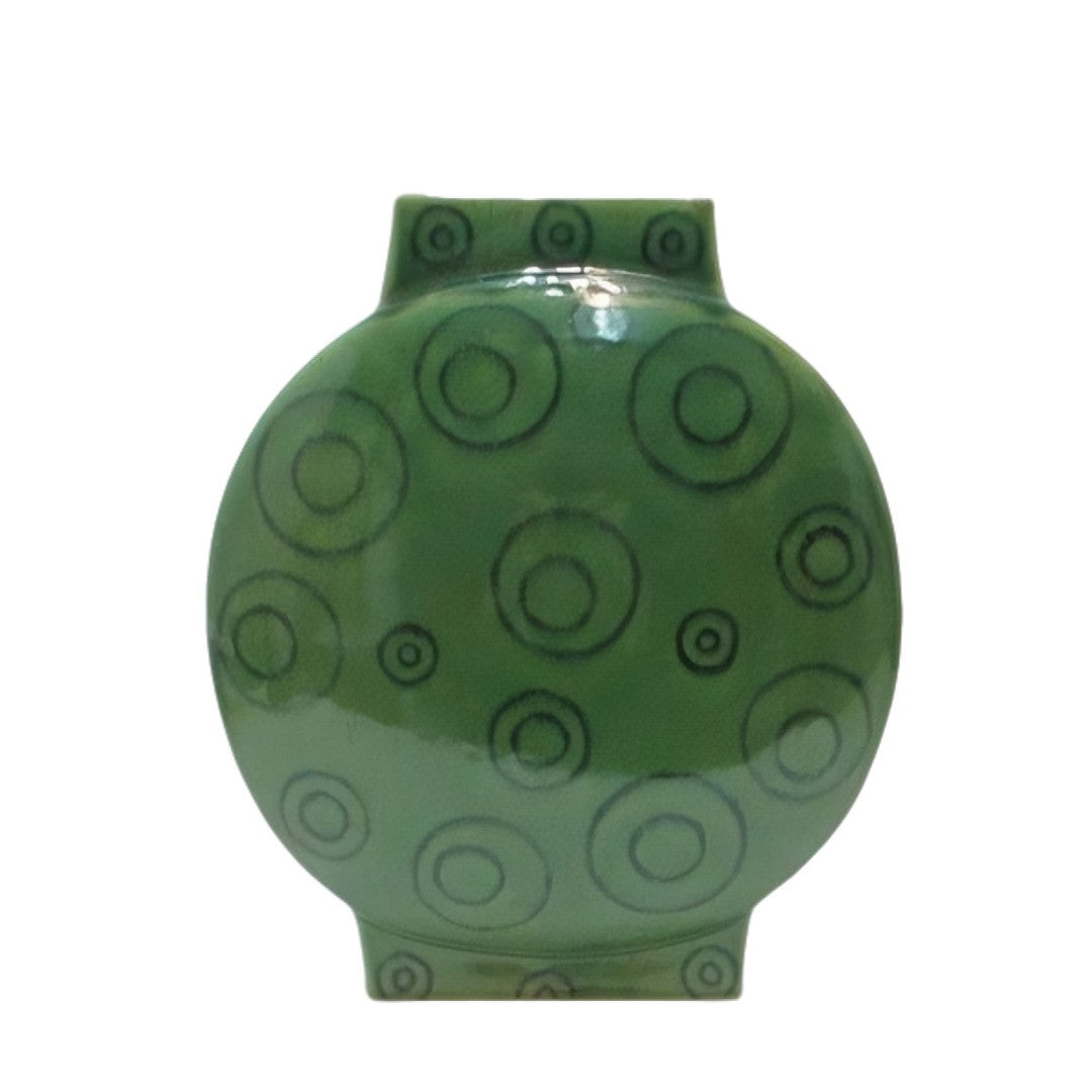 Vaso Tondo Grande Verde Con Cerchi Edg