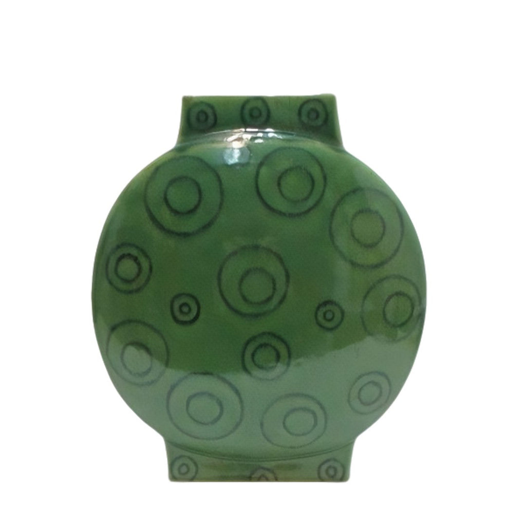Vaso Tondo Grande Verde Con Cerchi Edg