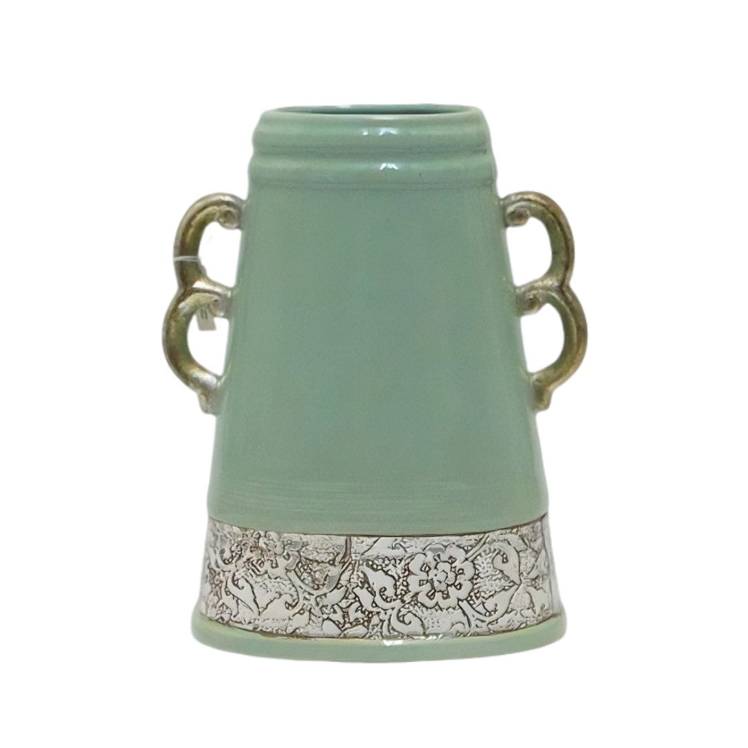 Vaso Bimanici Con Greca Verde Edg