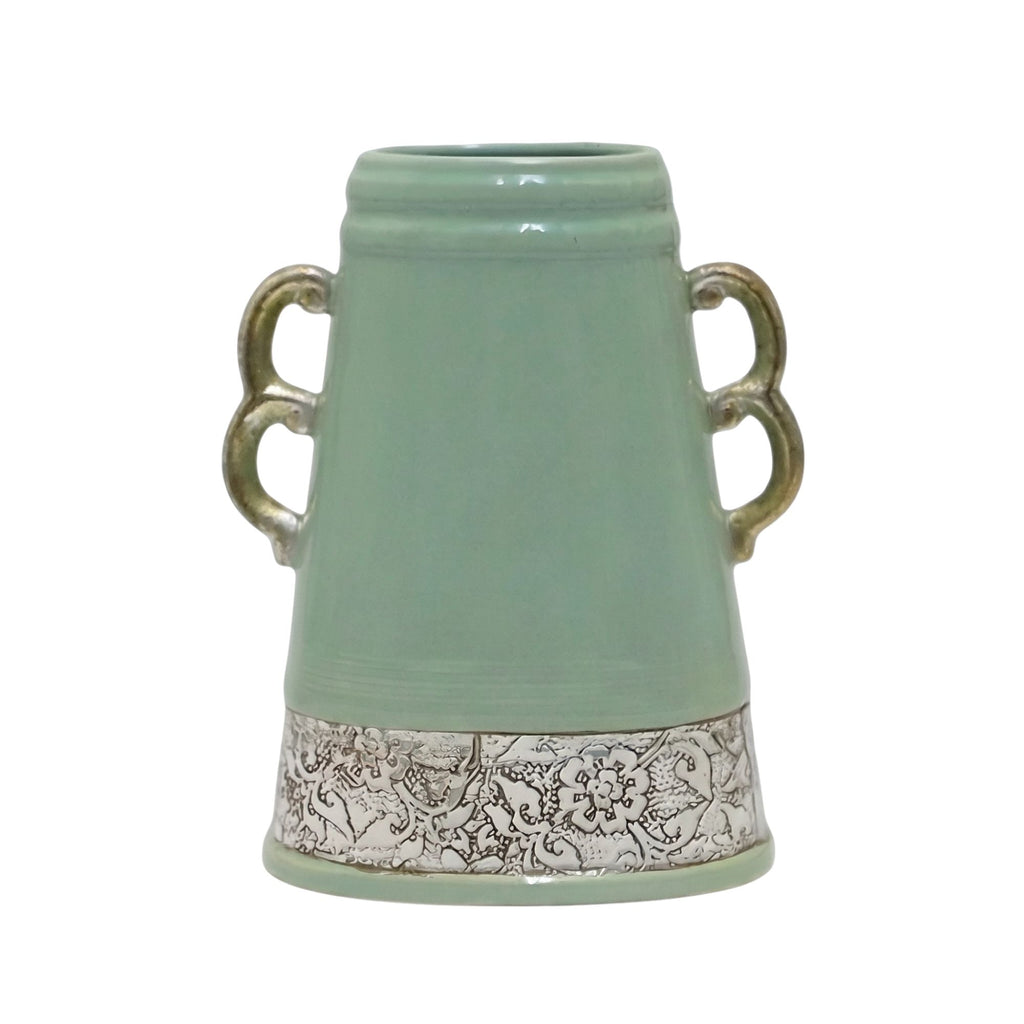 Vaso Bimanici Con Greca Verde Edg