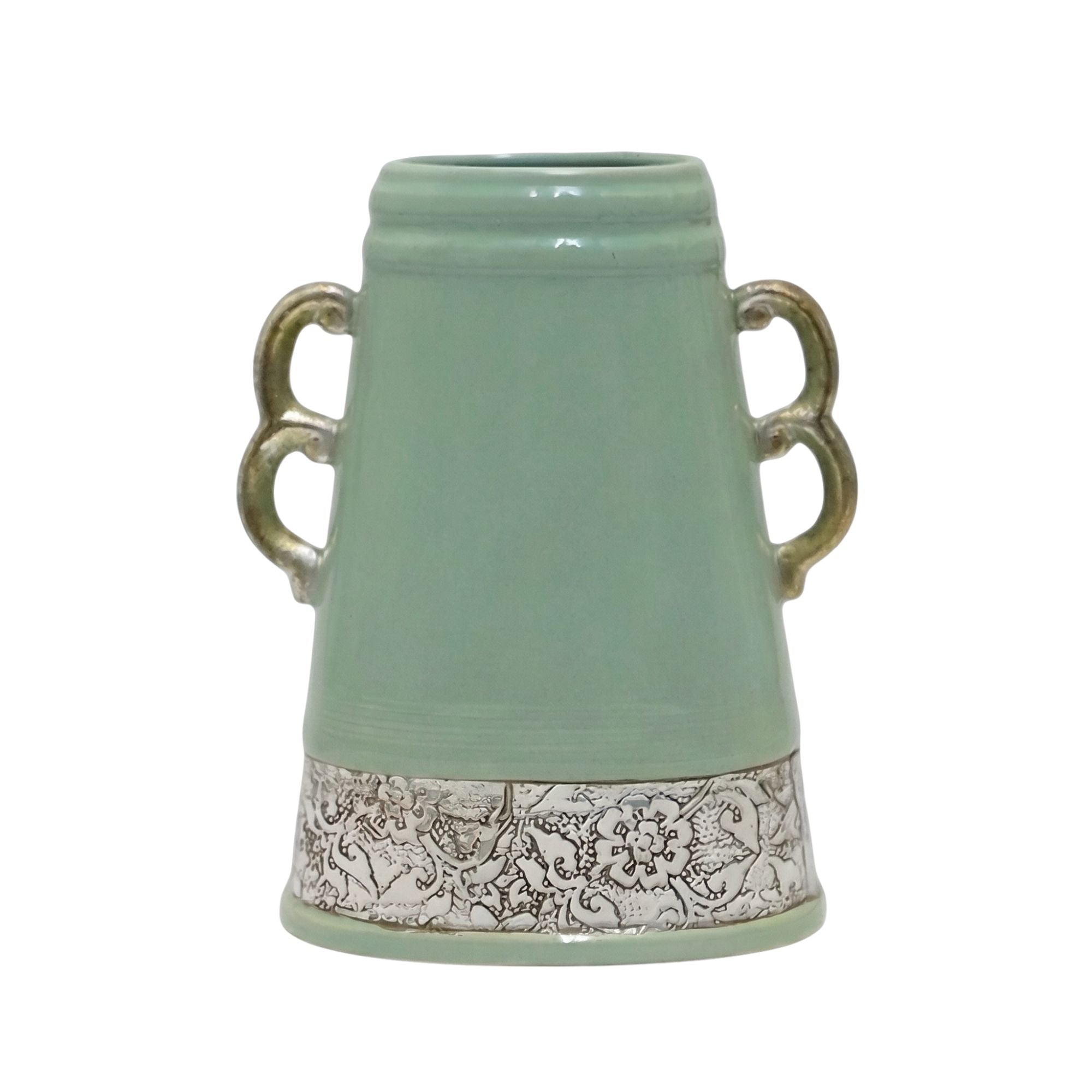 Vaso Bimanici Con Greca Verde Edg