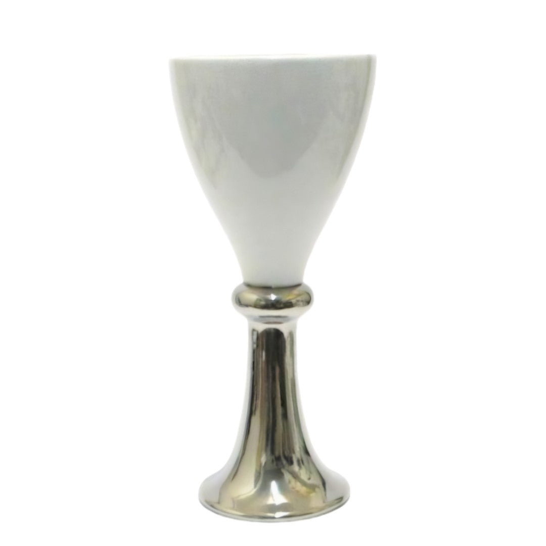 Vaso Coppa Isis Silver E Bianco Edg