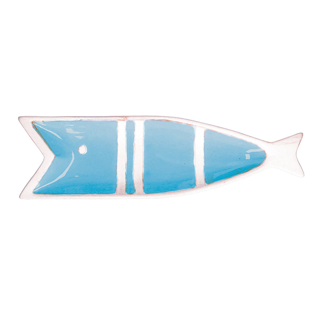 Piatto Pesce Azzurro Righe Bianche Rituali  Domestici