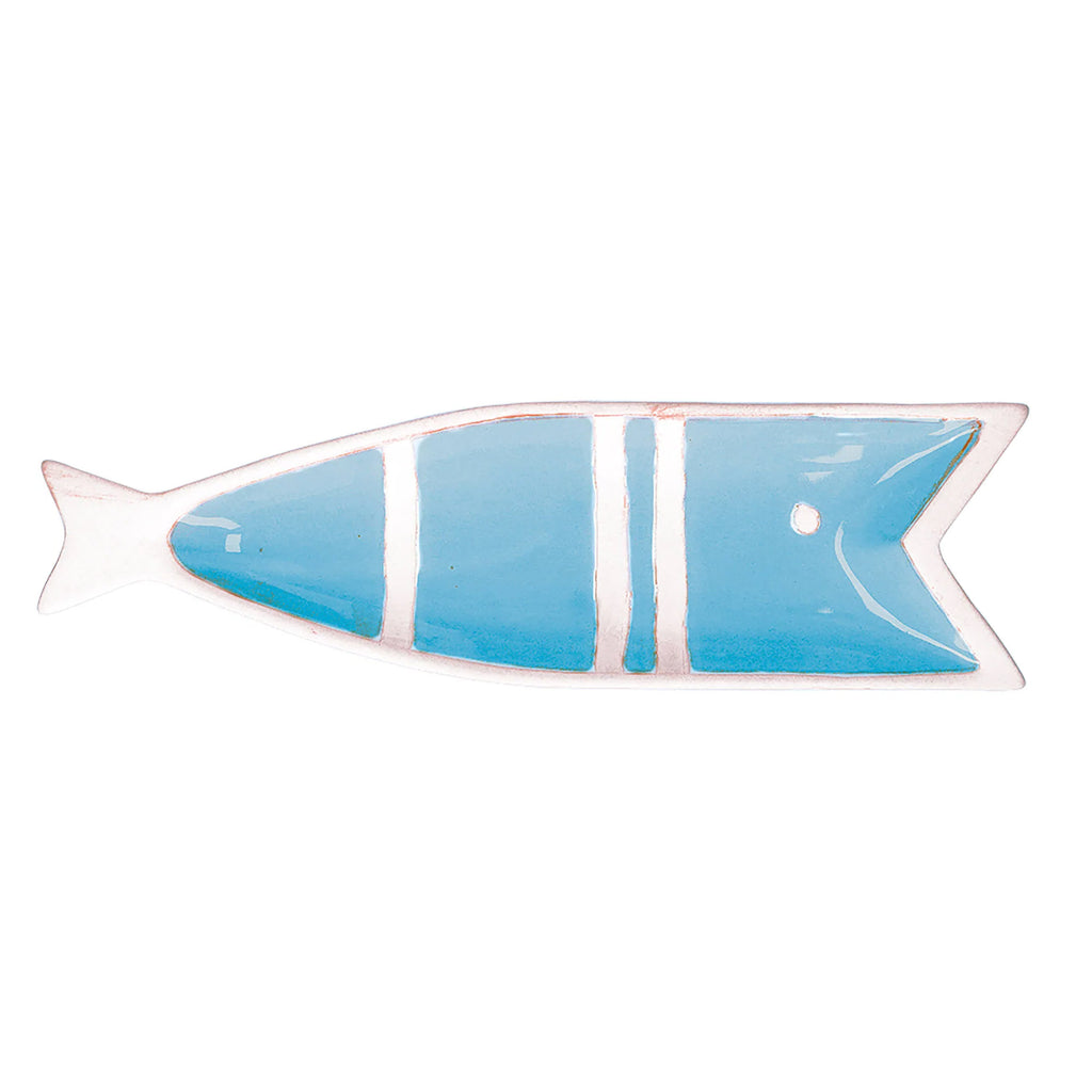 Piatto Pesce Azzurro Righe Bianche Rituali  Domestici