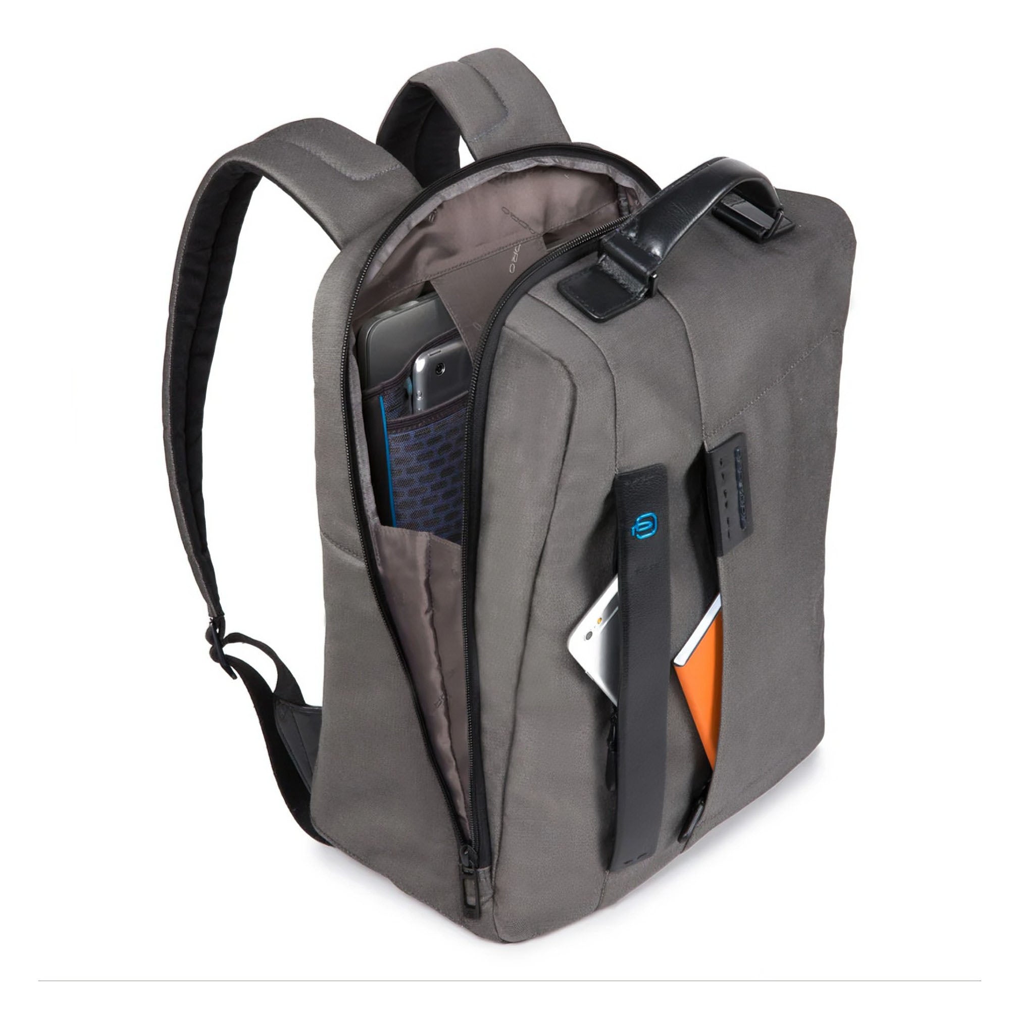 Zaino Grande Un Comparto In Tessuto E Pelle Piquadro