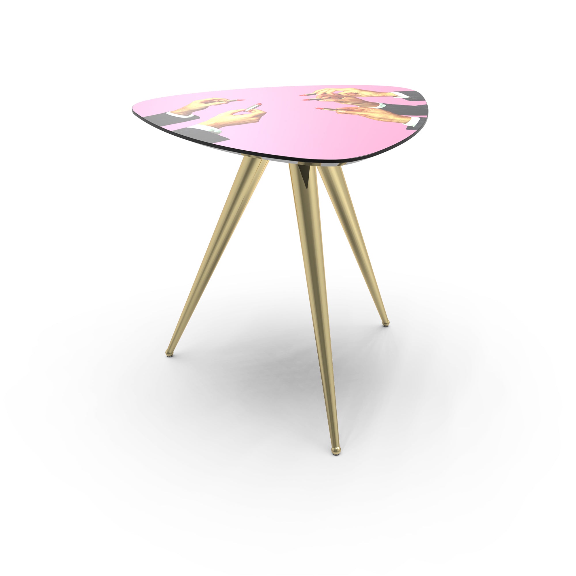 Tavolino Legno e Gambe in metallo Pink Lipsticks Seletti