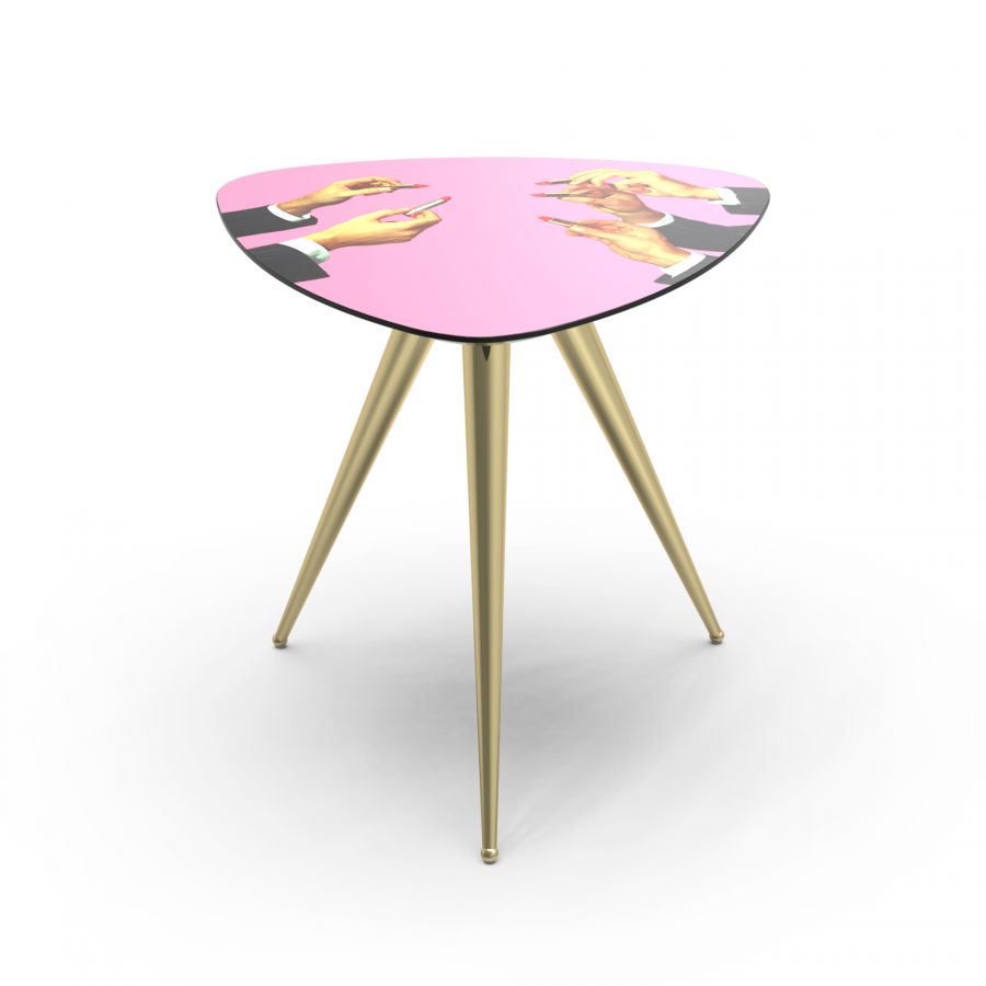 Tavolino Legno e Gambe in metallo Pink Lipsticks Seletti