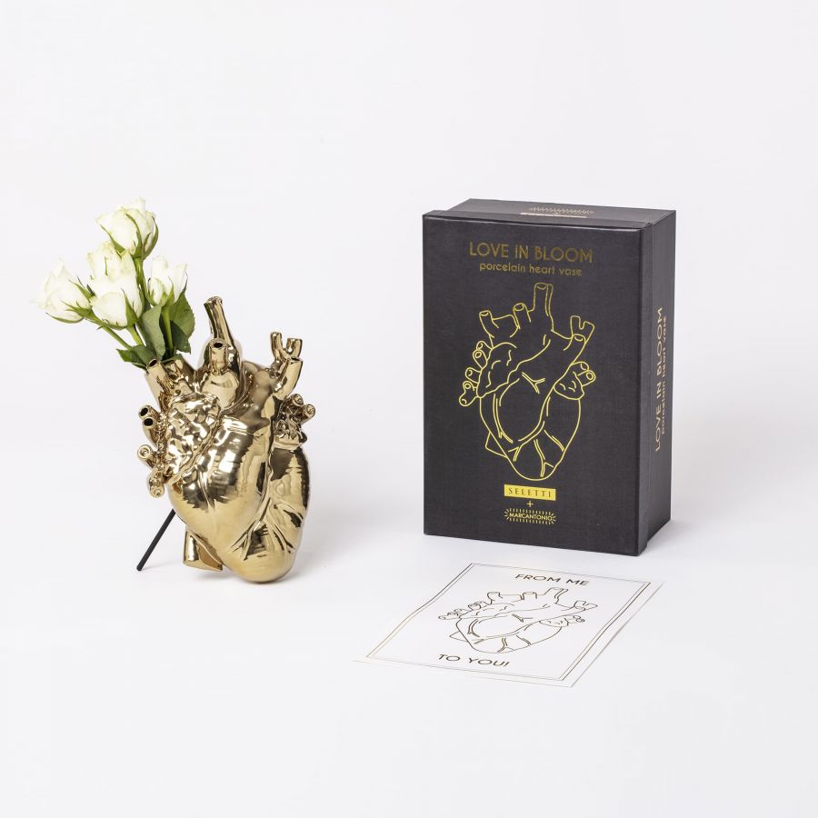Vaso In Porcellana Love In Bloom-Gold Seletti
