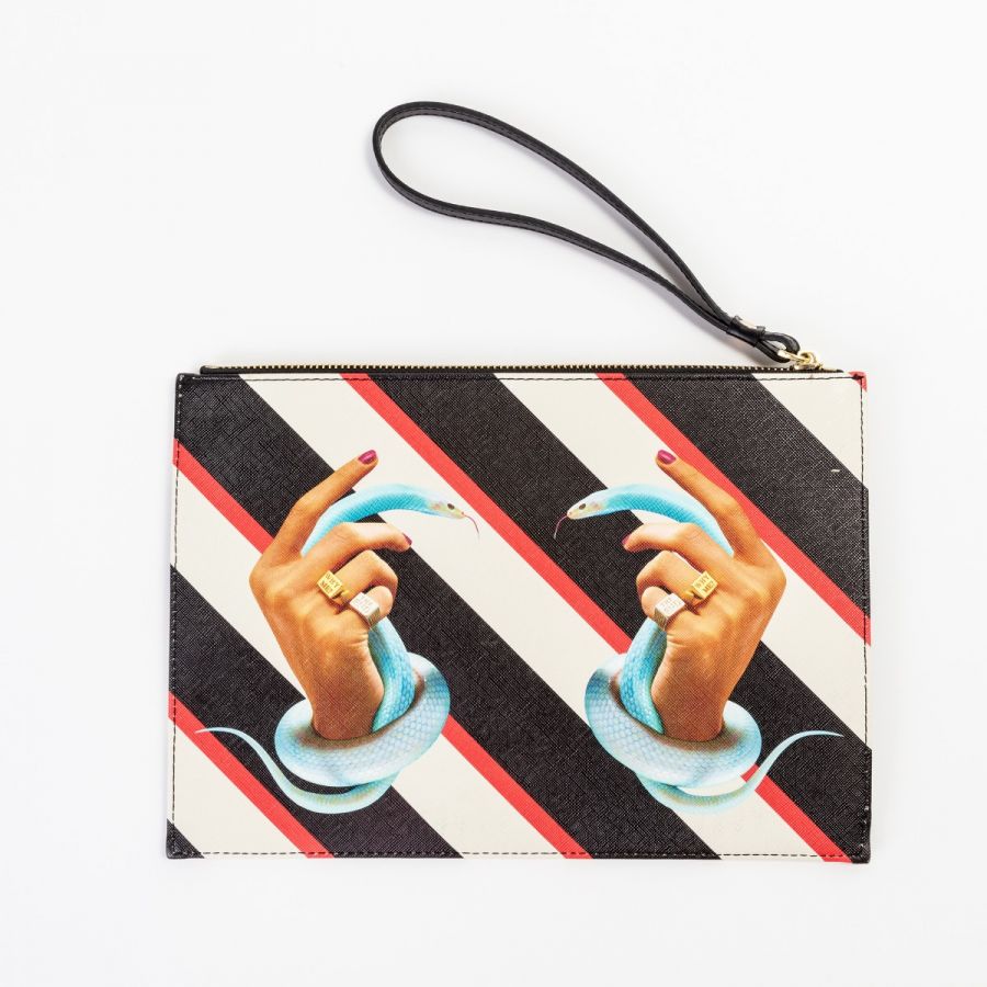 Borsa A Mano Stripes Hands With Snakes Seletti