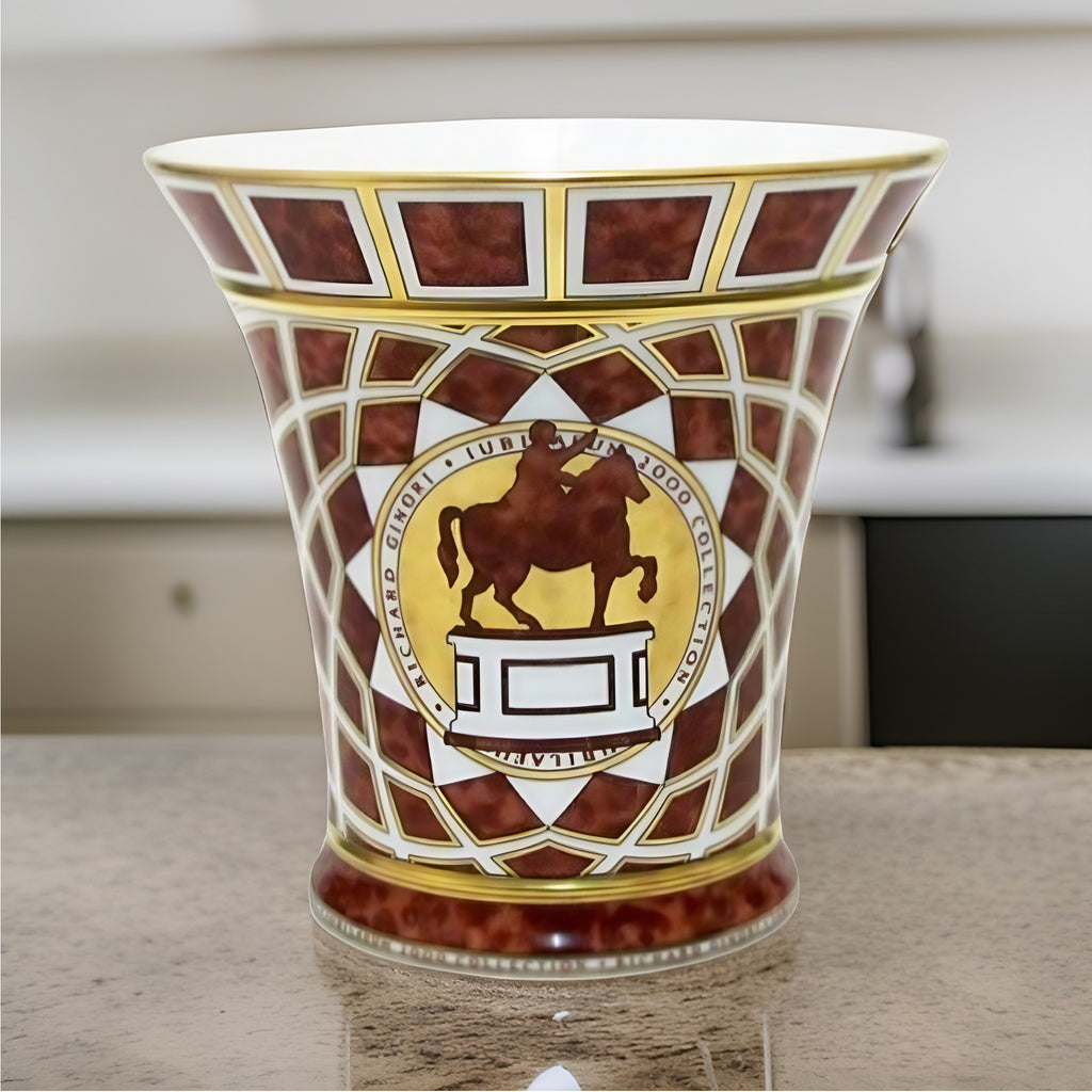 Vaso Porcellana Oro E Marrone Ginori 1735