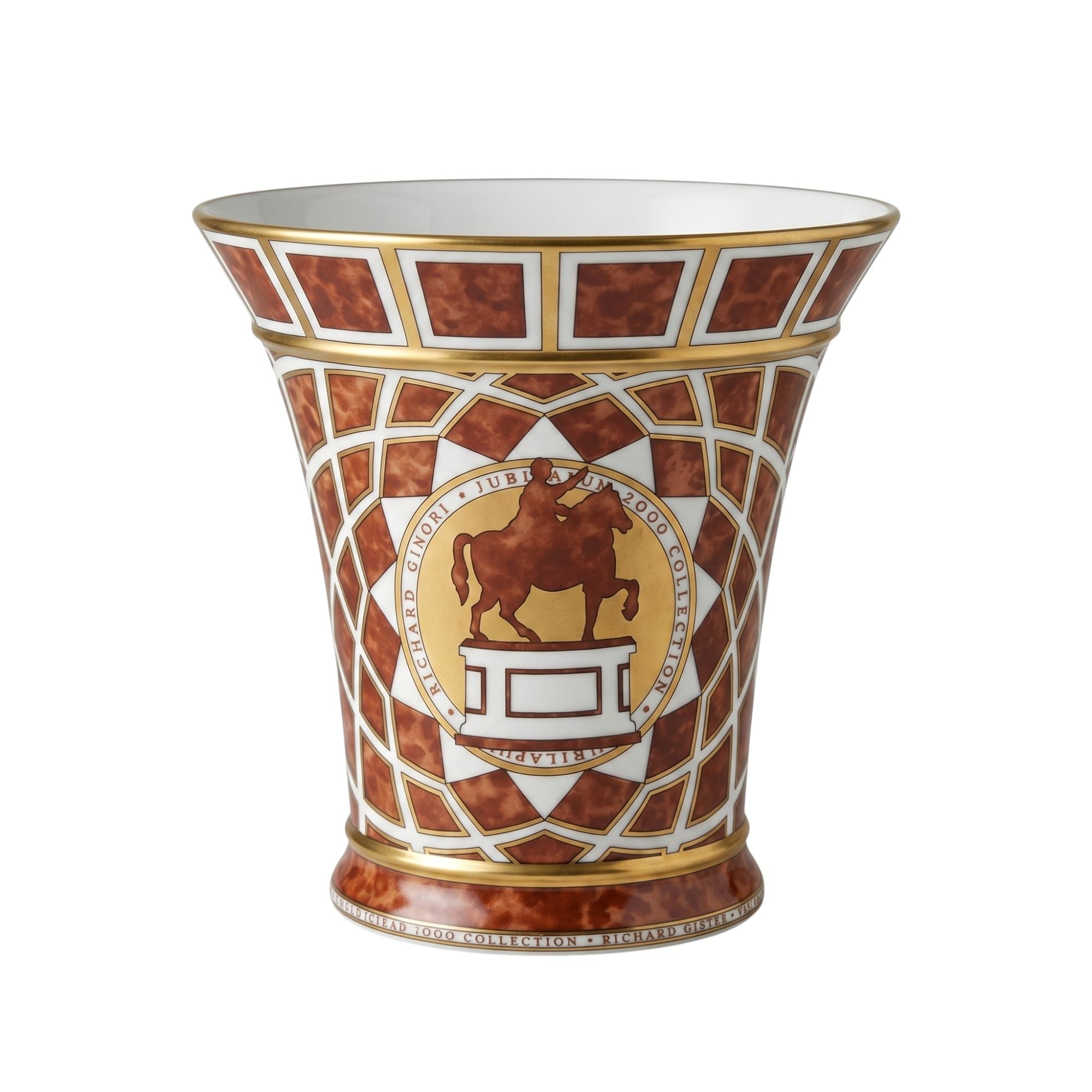 Vaso Porcellana Oro E Marrone Ginori 1735