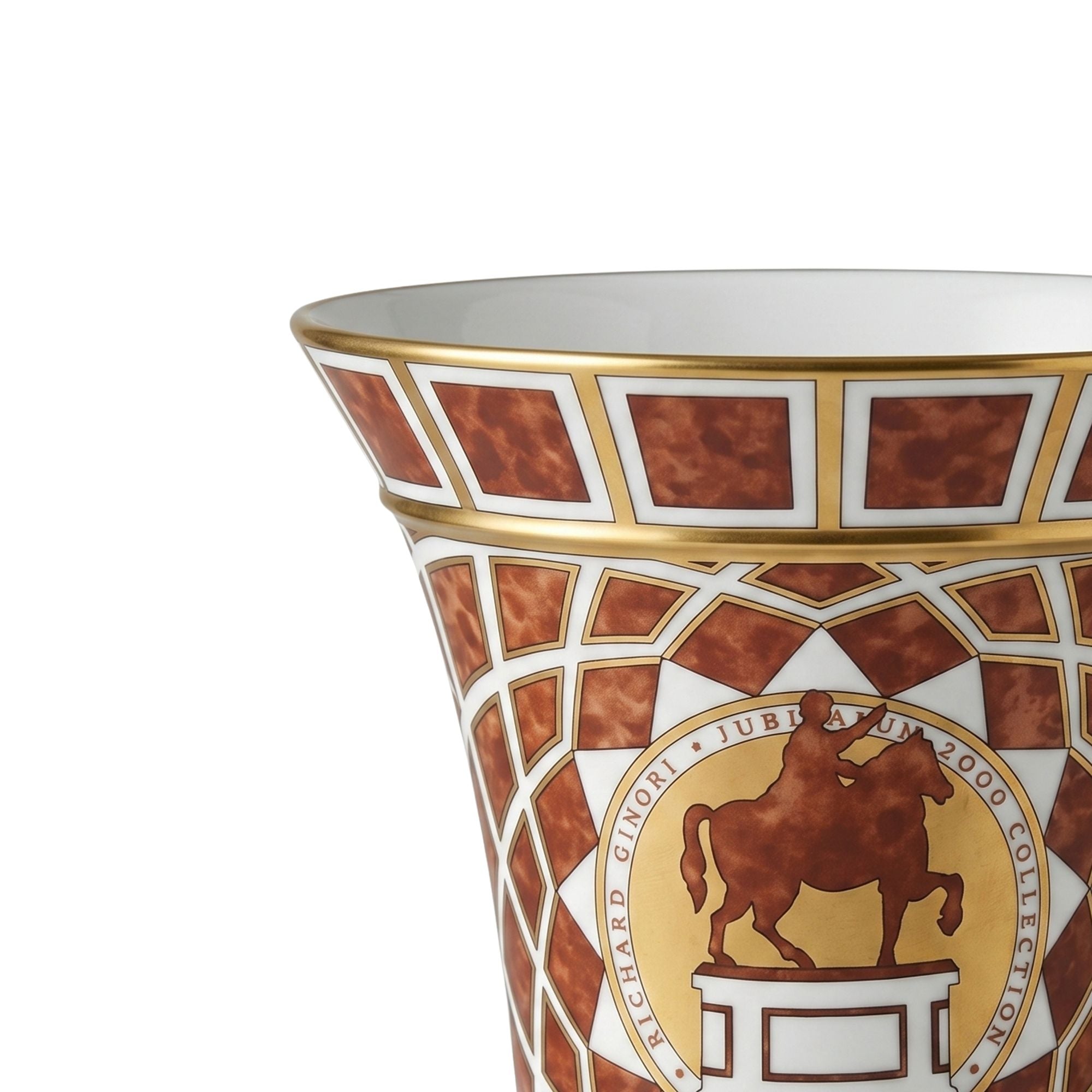 Vaso Porcellana Oro E Marrone Ginori 1735