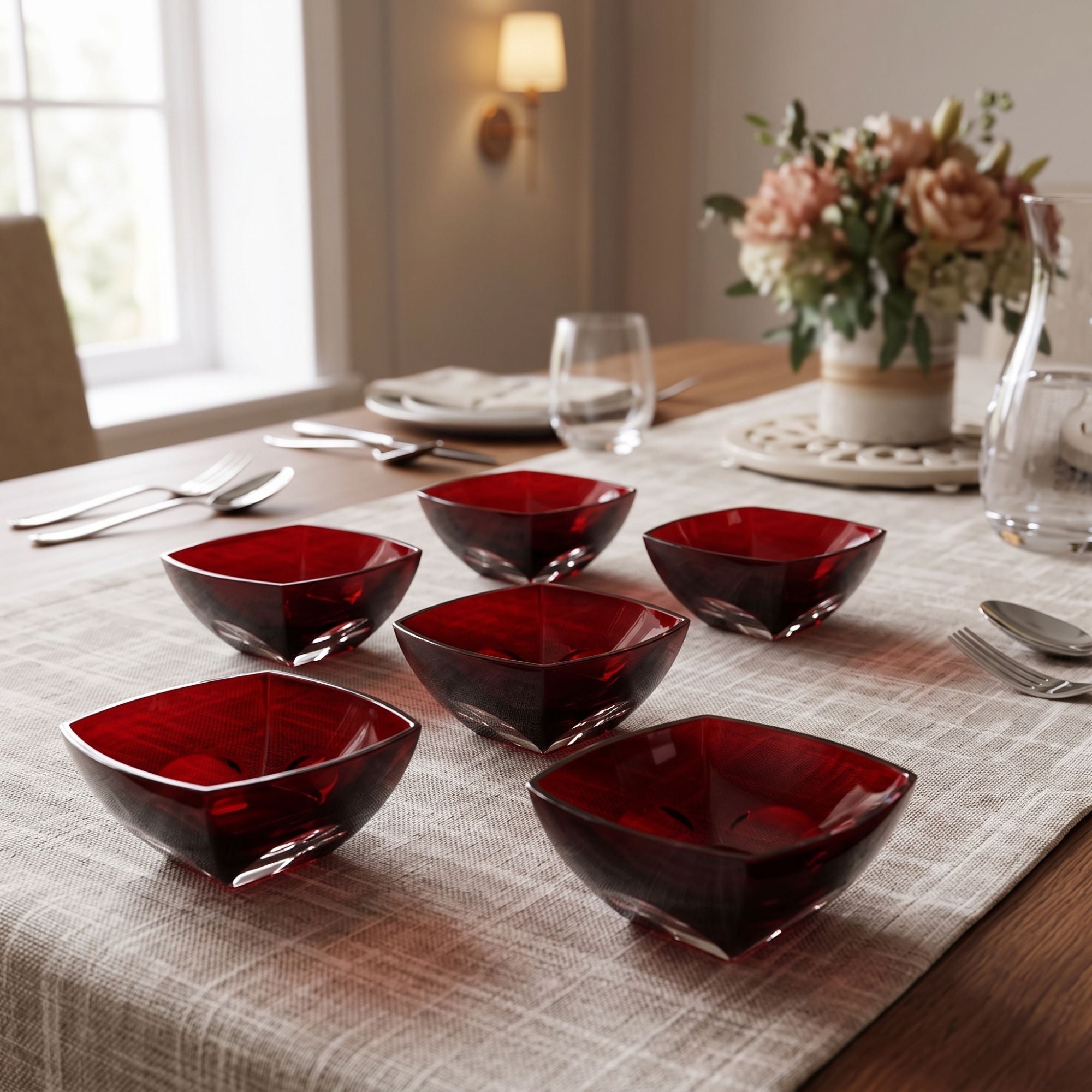 Set 6  Coppette Macedonia Petalo Rosso Ginori 1735