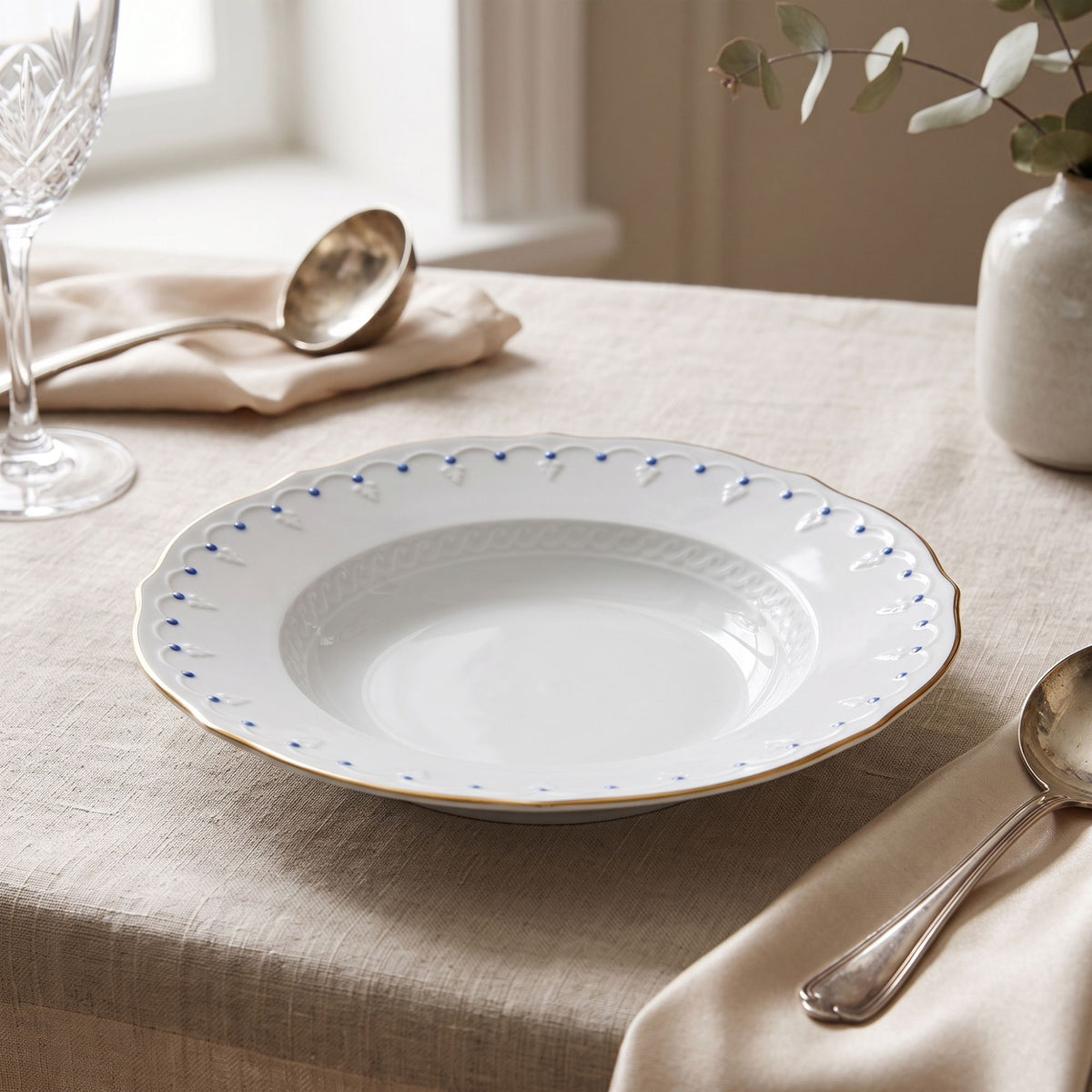 Set 6 Piatti Fondi Museo Le Perle Blu Ginori 1735