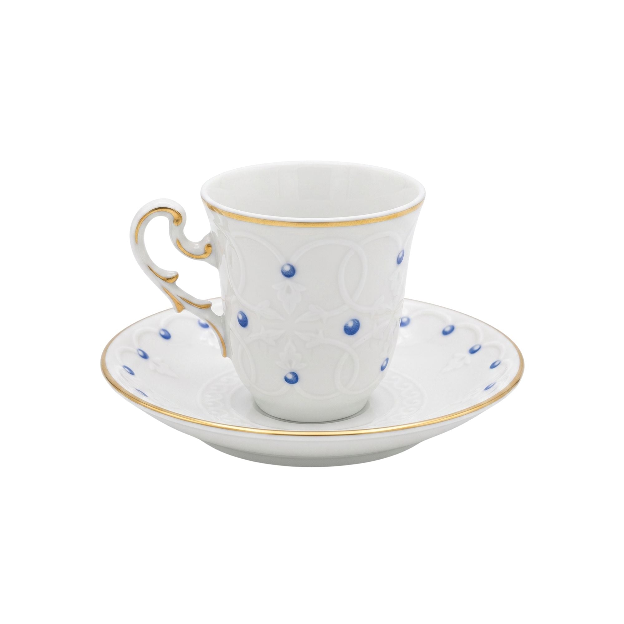Sei Tazze Caffe Con Piattino Museo Le Perle Blu Ginori 1735