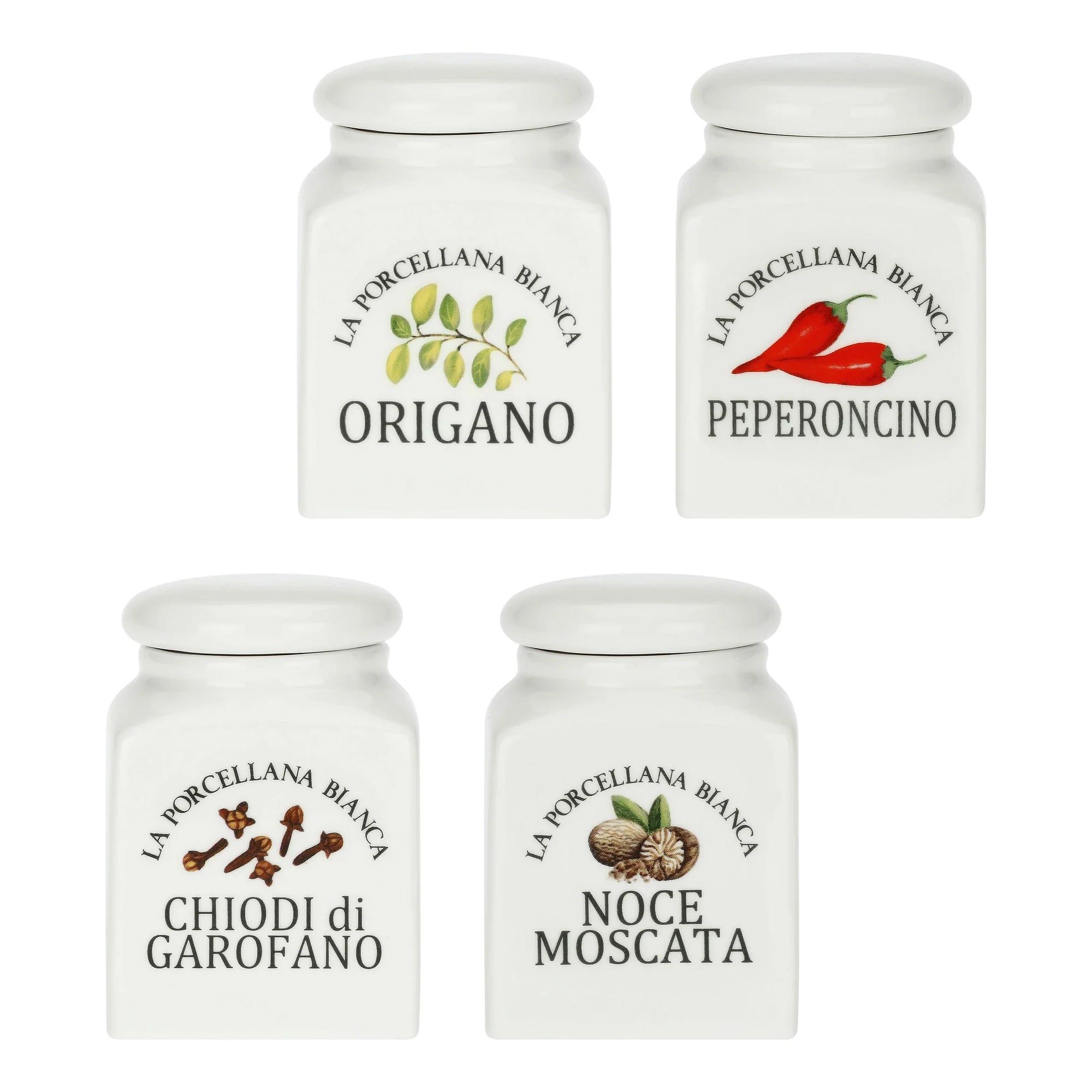 Set 4 Barattoli Spezie Conserva La Porcellana Bianca
