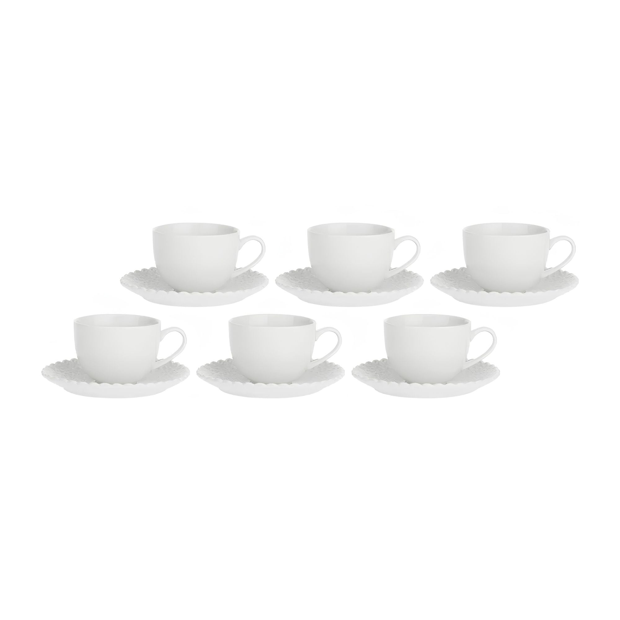 Momenti 6 Tazze Caffe Con Piattino La Porcellana Bianca