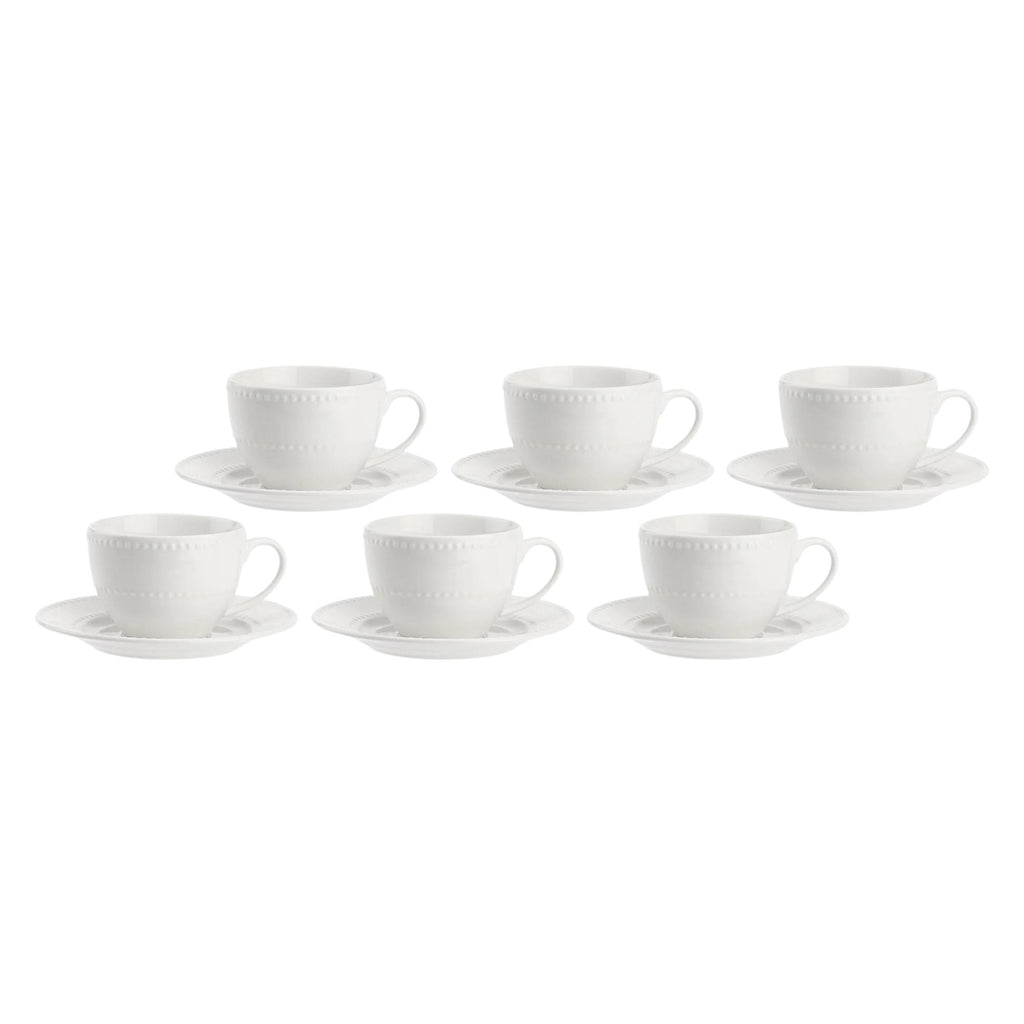 Set da 6 Tazze Te con piattino, Collina La Porcellana Bianca