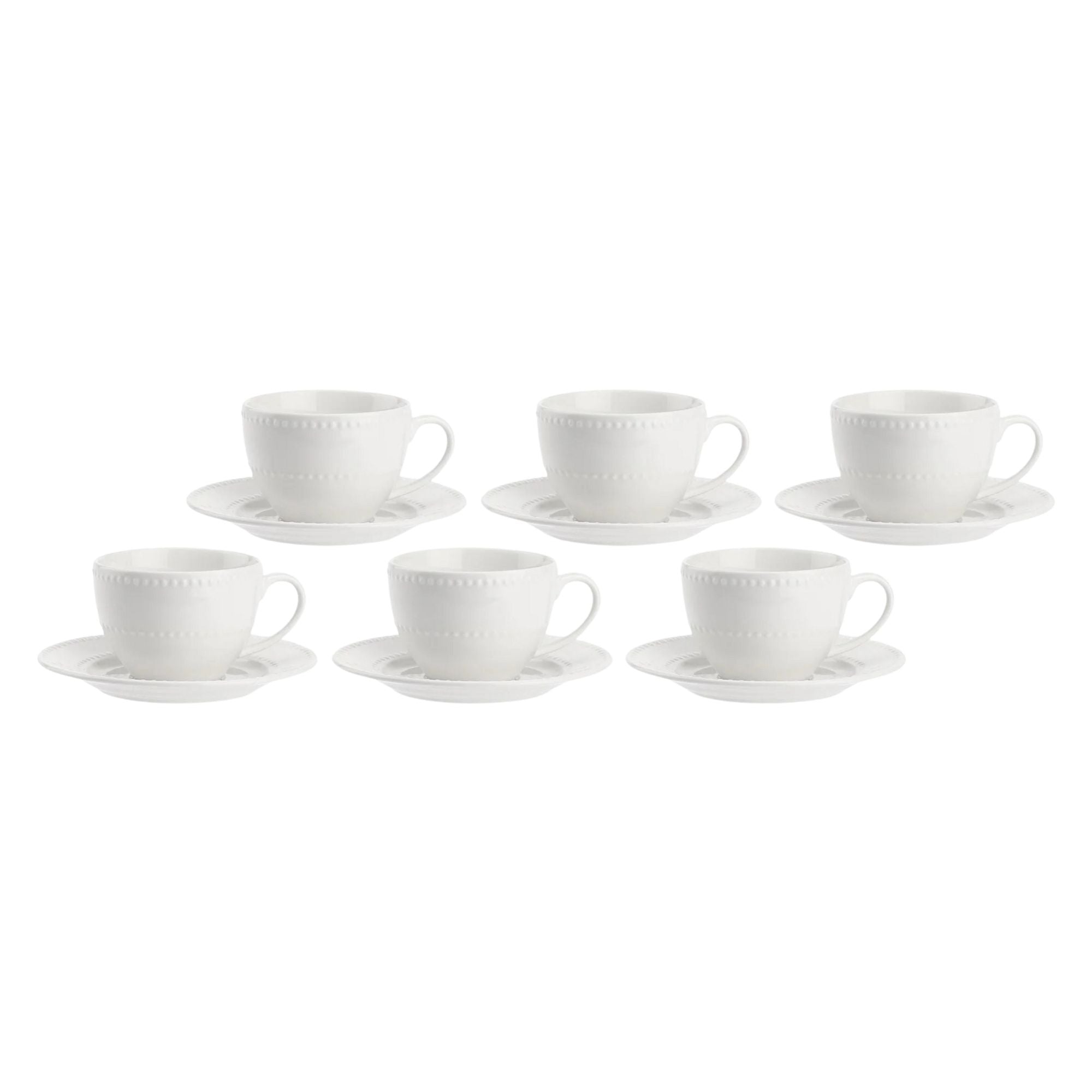 Set da 6 Tazze Te con piattino, Collina La Porcellana Bianca